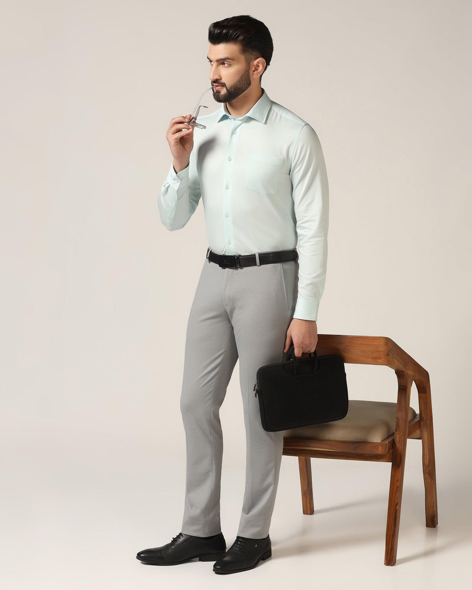 Slim Fit B-91 Formal Grey Textured Trouser - Steve - Blackberrys