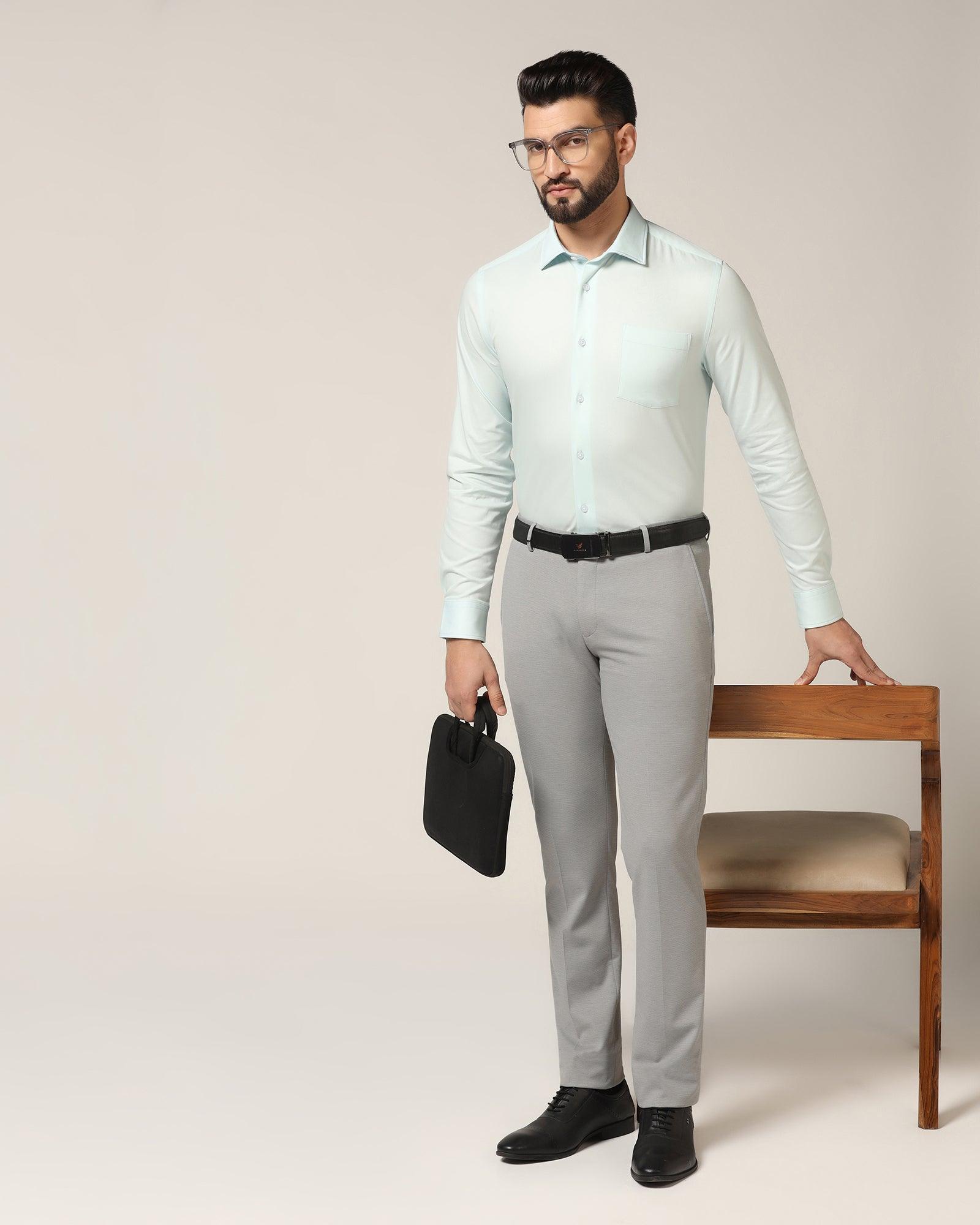 Slim Fit B-91 Formal Grey Textured Trouser - Steve - Blackberrys