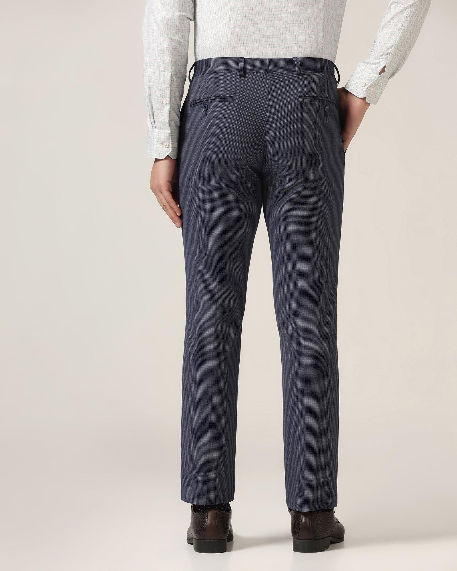 Slim Fit B-91 Formal Navy Textured Trouser - Finess - Blackberrys