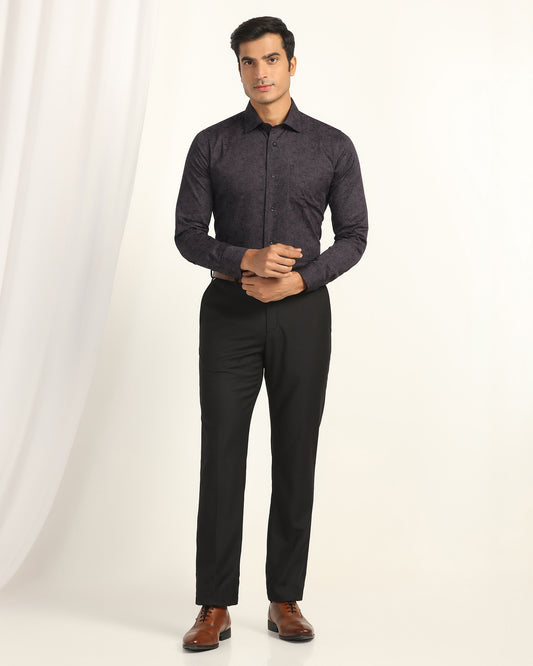 Straight B-90 Formal Black Textured Trouser - Otto