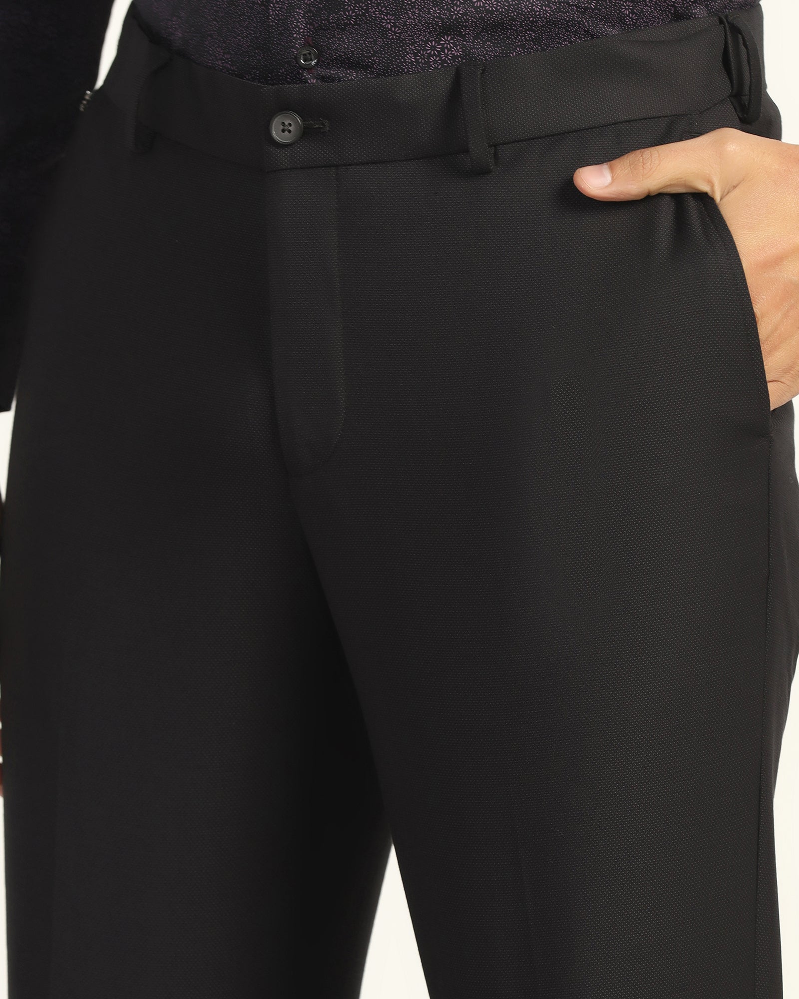 Straight B-90 Formal Black Textured Trouser - Otto