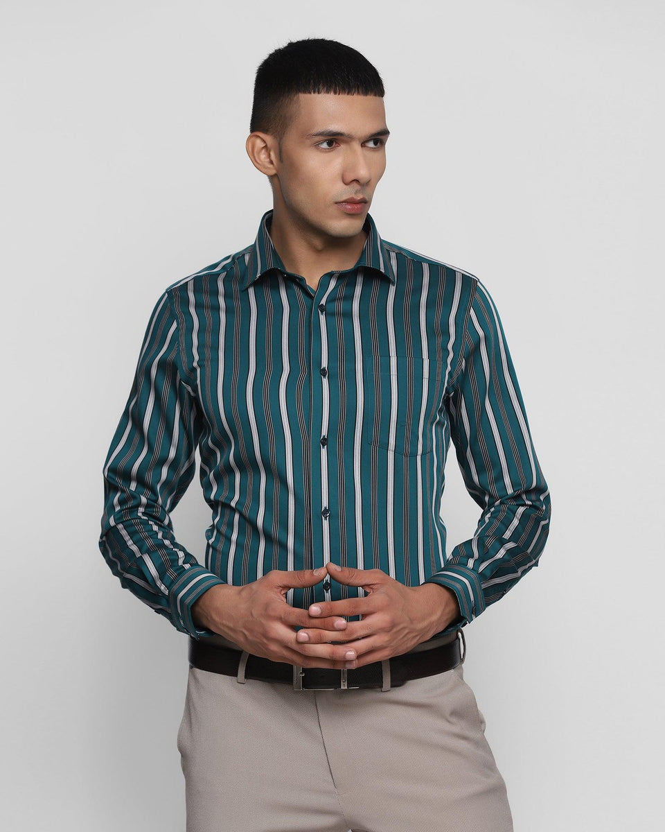 Formal Teal Striped Shirt Gloster