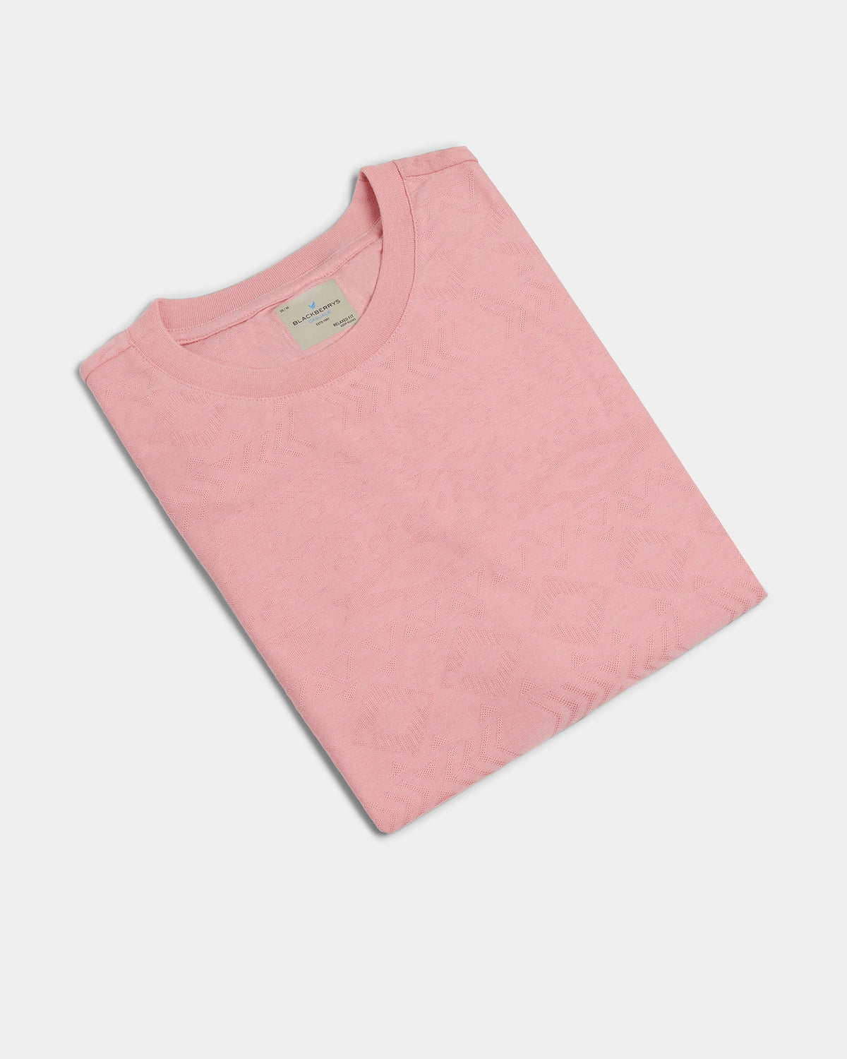 Summer Pink Crew Neck Textured T-Shirt - Rubeus