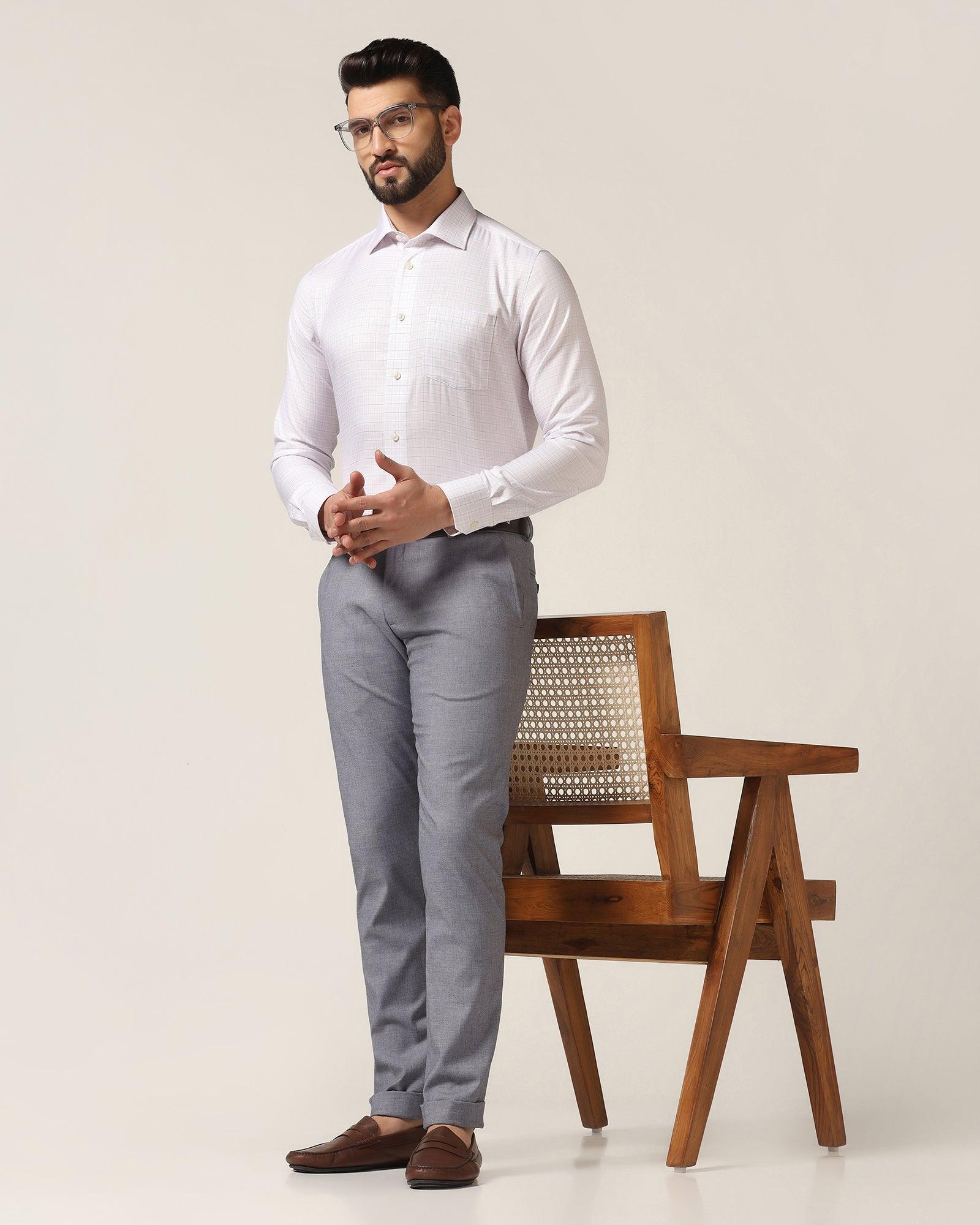 Super Slim Phoenix Formal Blue Solid Trouser - Hurricane - Blackberrys