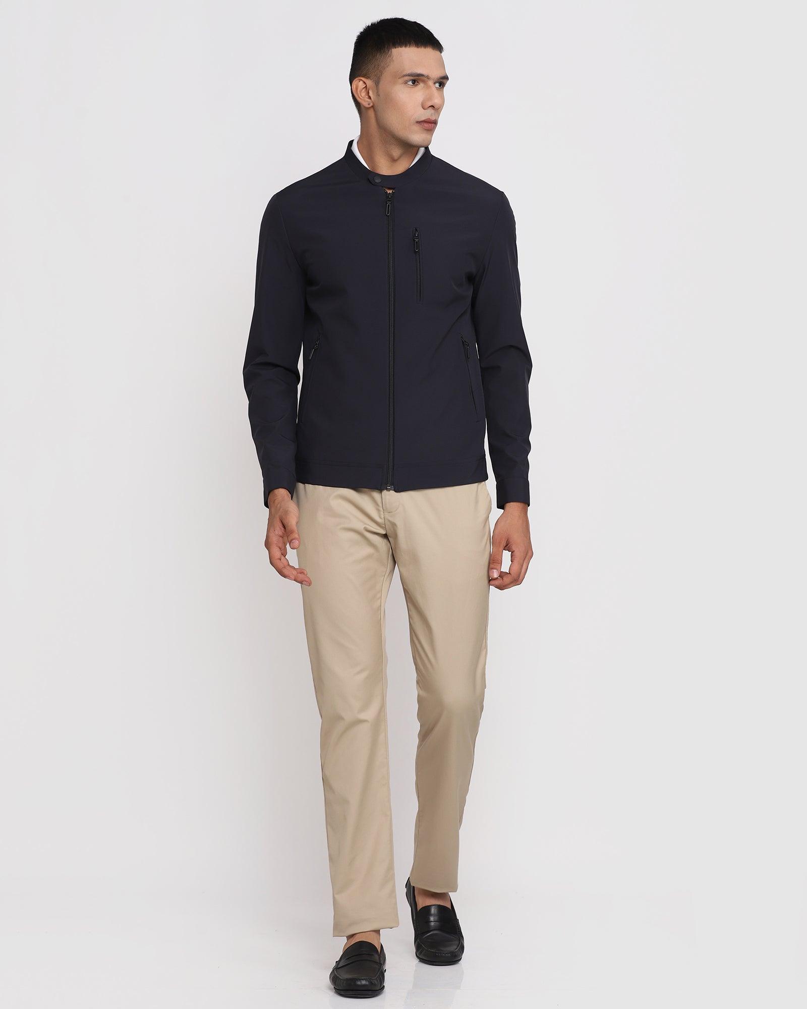 TechPro Solid Formal Zipper Jacket In Navy (Tonik) - Blackberrys