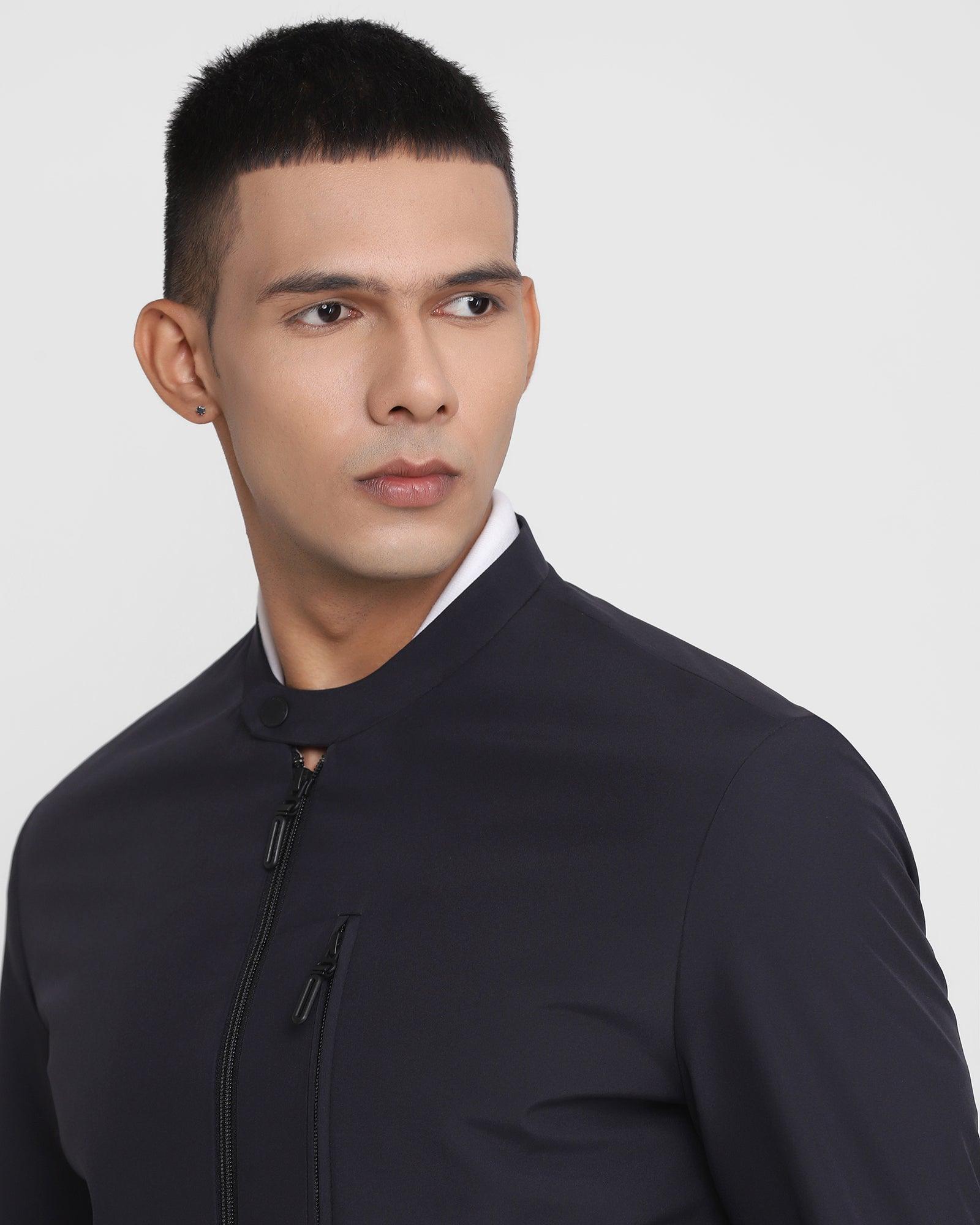 TechPro Solid Formal Zipper Jacket In Navy (Tonik) - Blackberrys