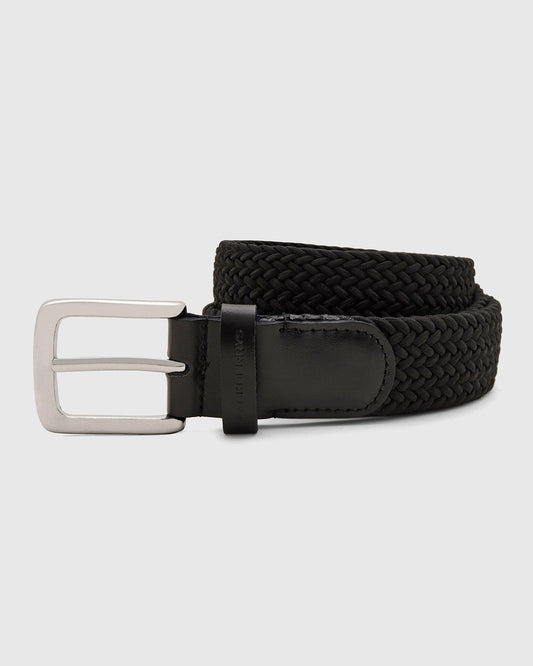 Stretchable Black Textured Belt - Salyer