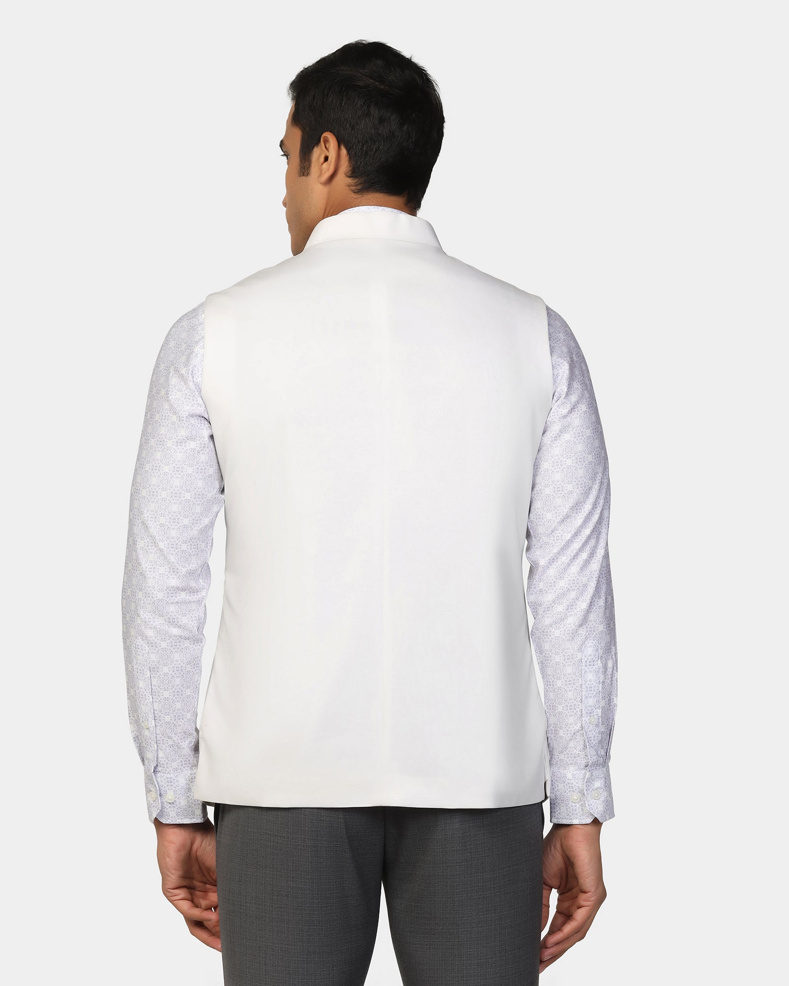 TechPro Bandhgala Formal White Solid Waistcoat - Travalo