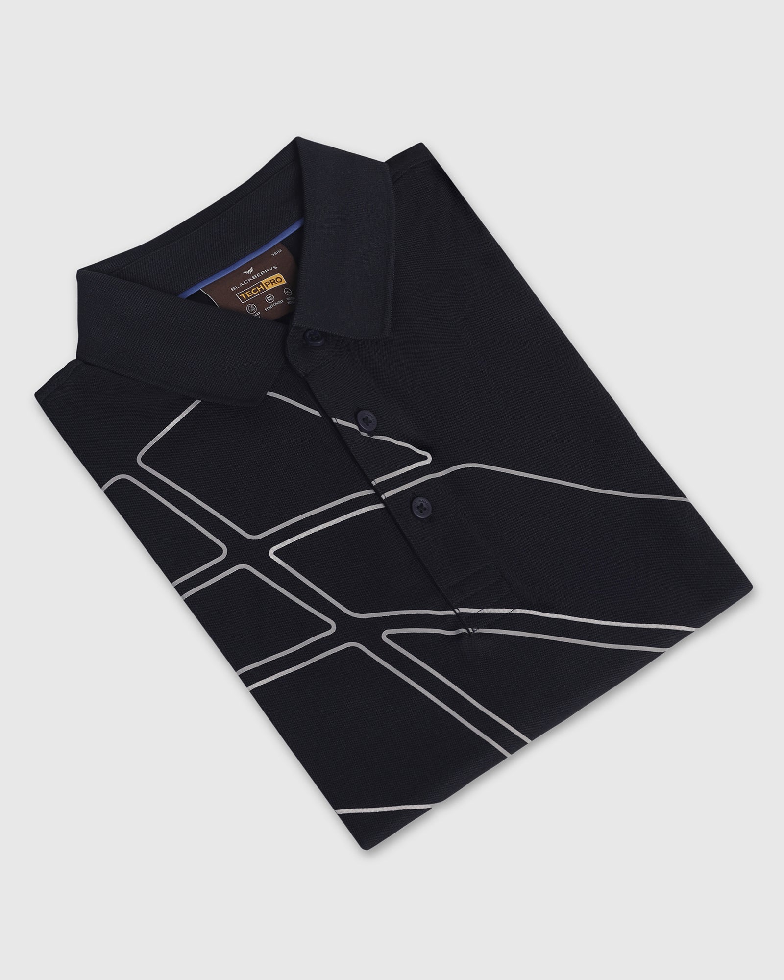 TechPro Polo Navy Printed T-Shirt - Slash