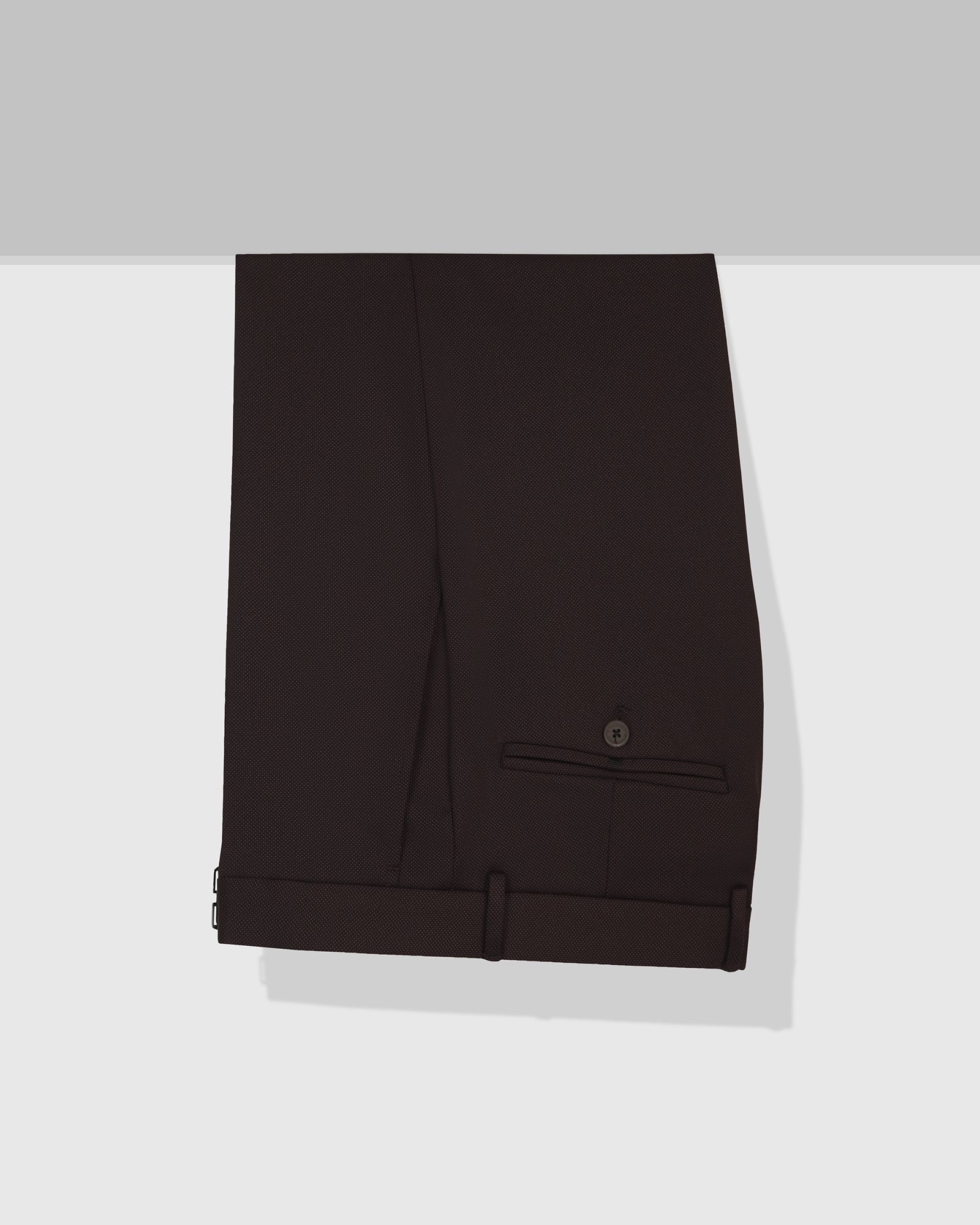 TechPro Slim Fit B-91 Formal Dark Brown Textured Trouser - Meteor