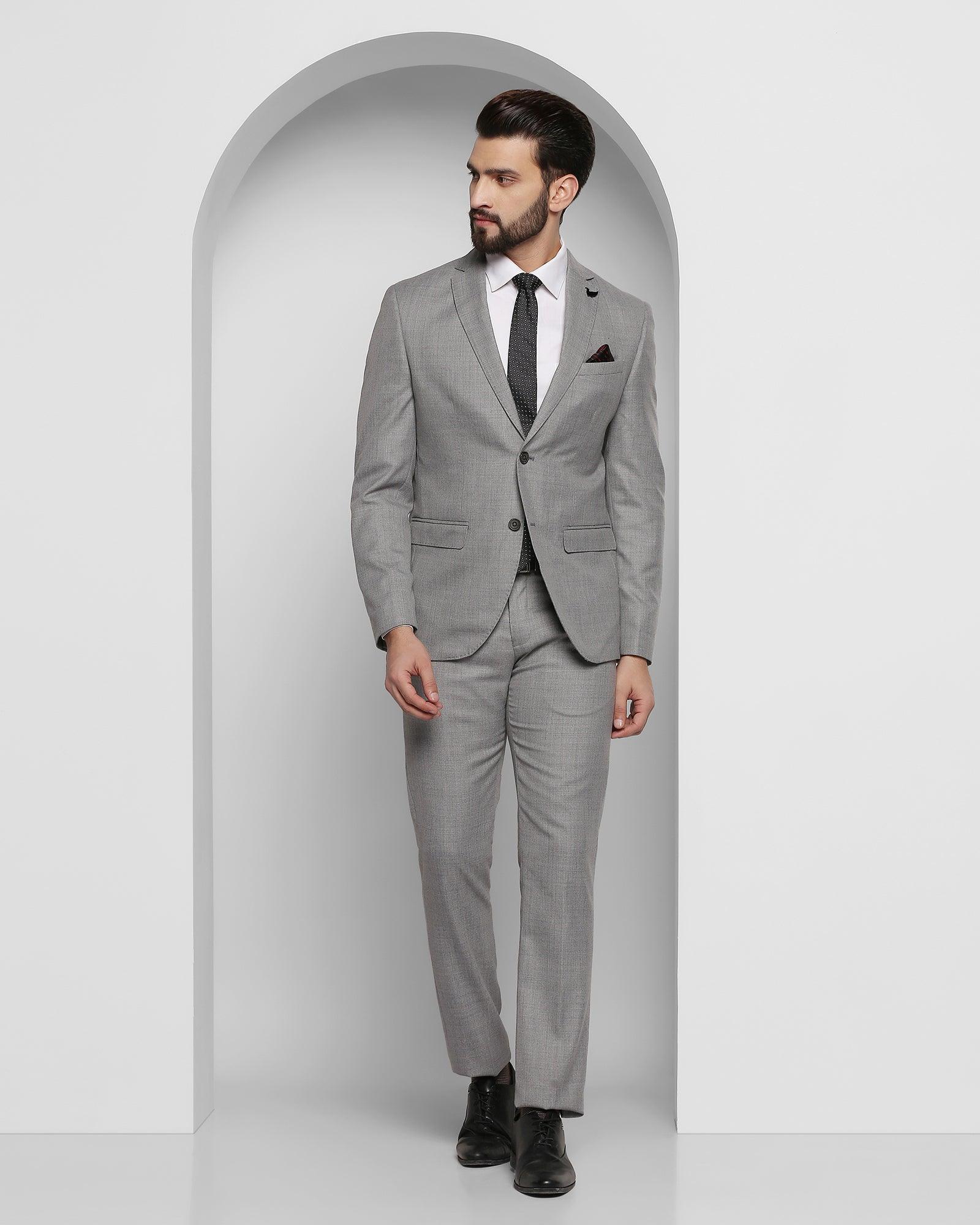 Two Piece Grey Textured Formal Suit - Gregory