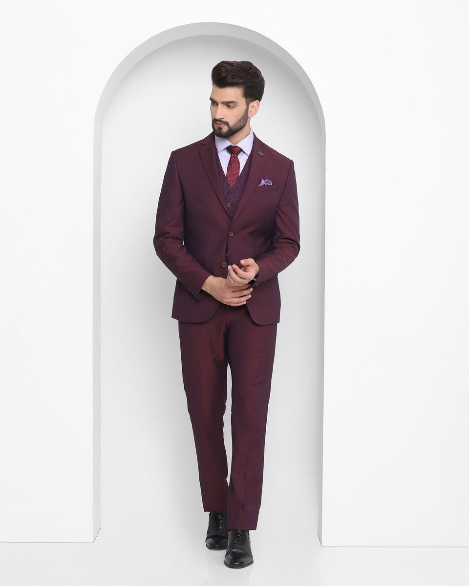 Louis Philippe Suits : Buy Louis Philippe Maroon Three Piece Suit Online