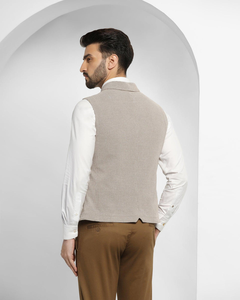 Textured Casual Bandhgala Waistcoat In Tobacco Brown (Armando)
