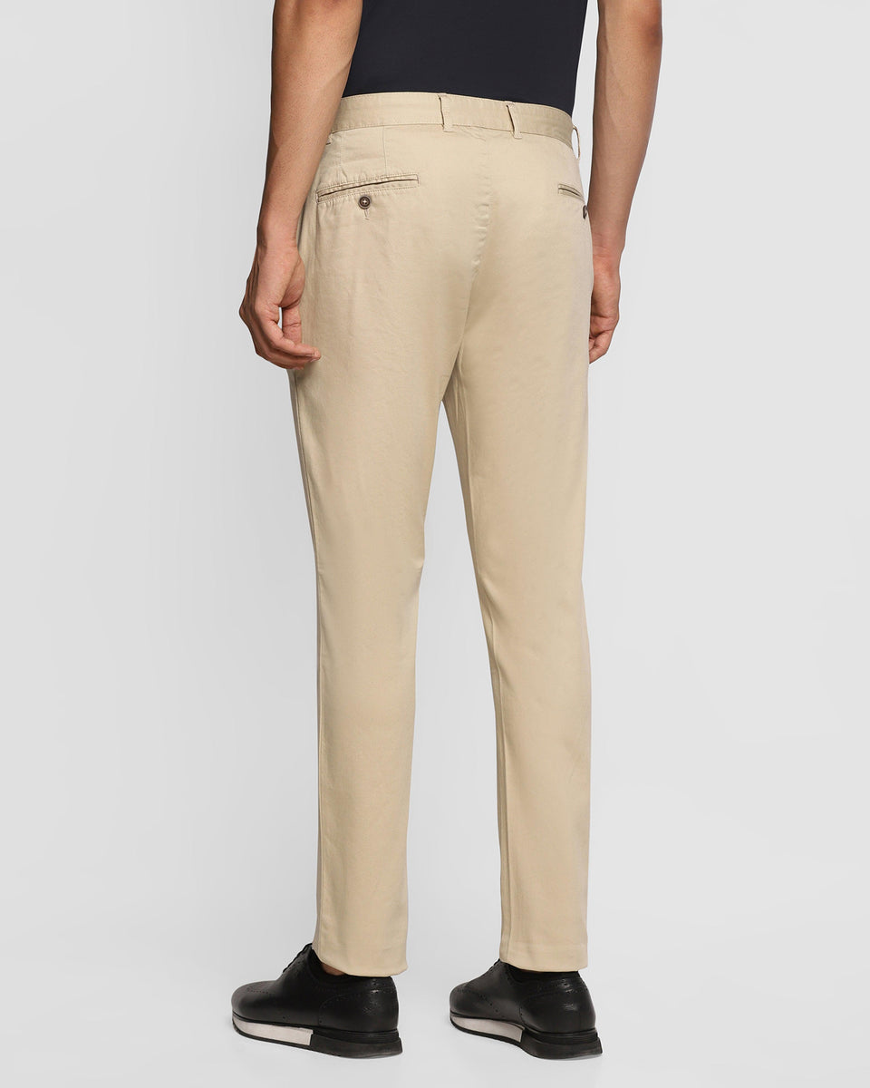 Slim Comfort B-95 Formal Beige Solid Trouser - Seam