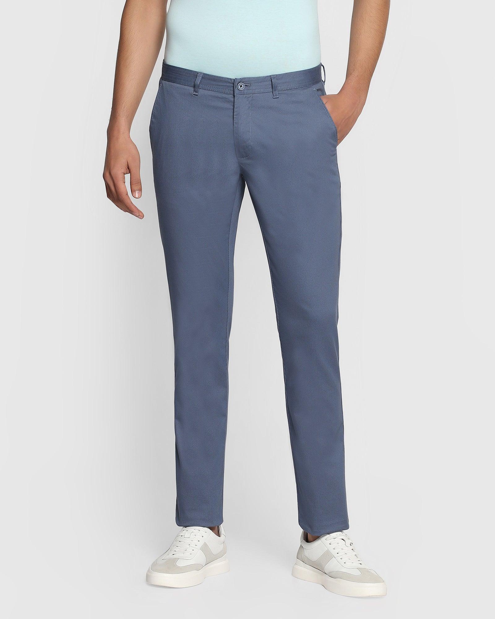 Textured Casual Khakis In Blue B-91 (Bob) - Blackberrys