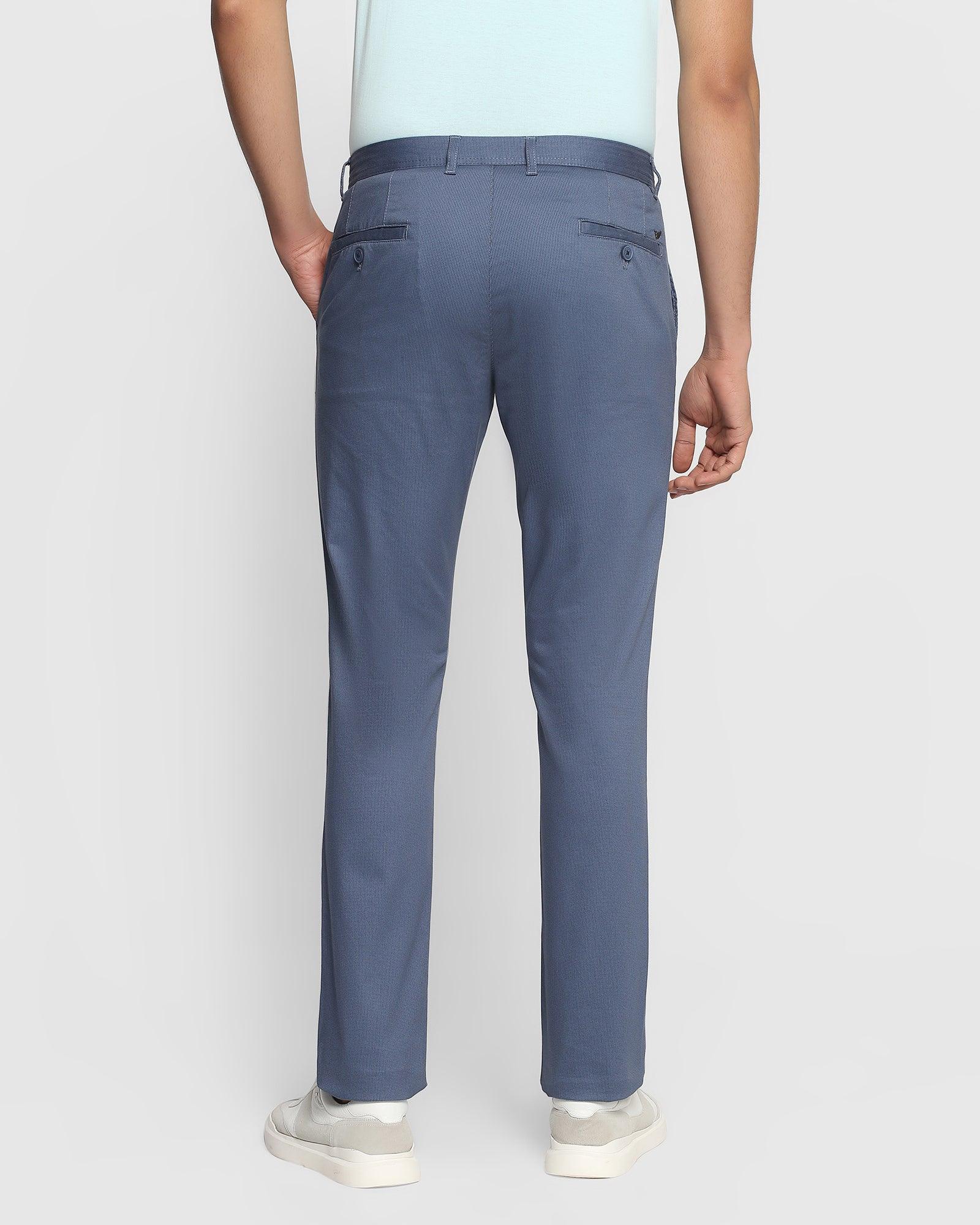 Textured Casual Khakis In Blue B-91 (Bob) - Blackberrys