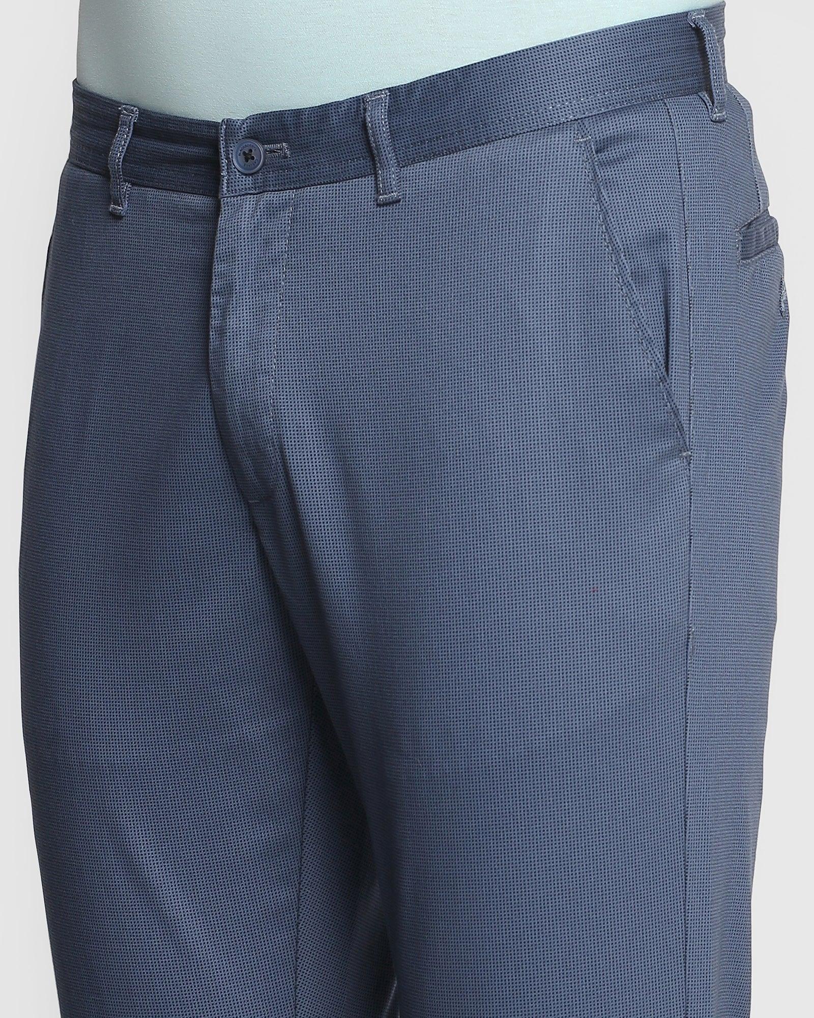 Textured Casual Khakis In Blue B-91 (Bob) - Blackberrys