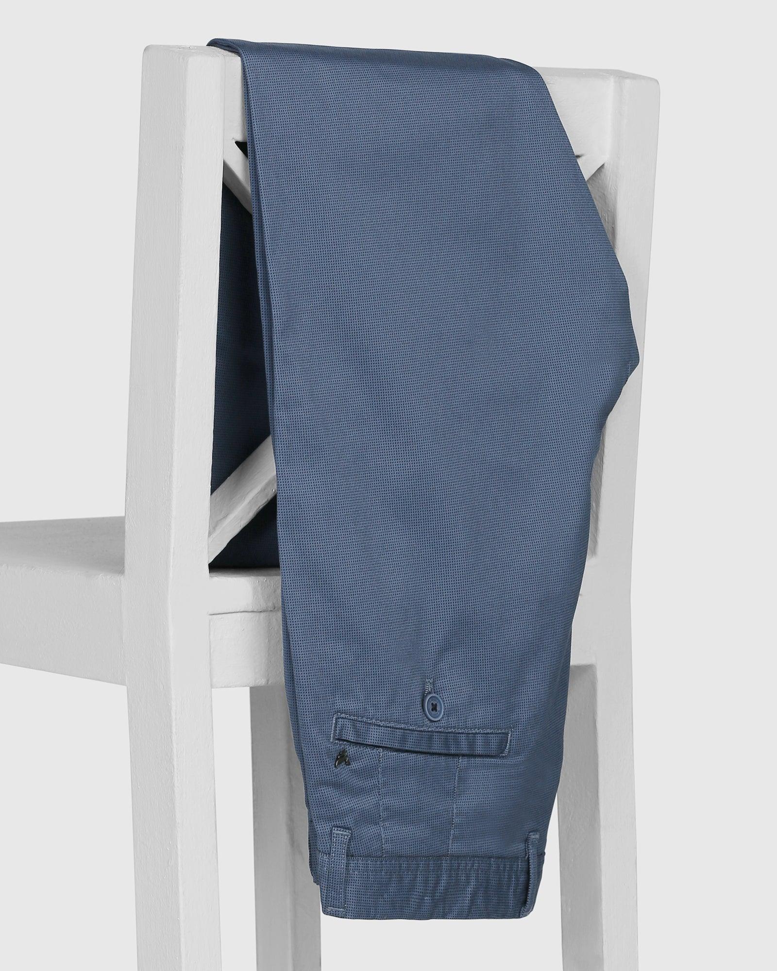 Textured Casual Khakis In Blue B-91 (Bob) - Blackberrys