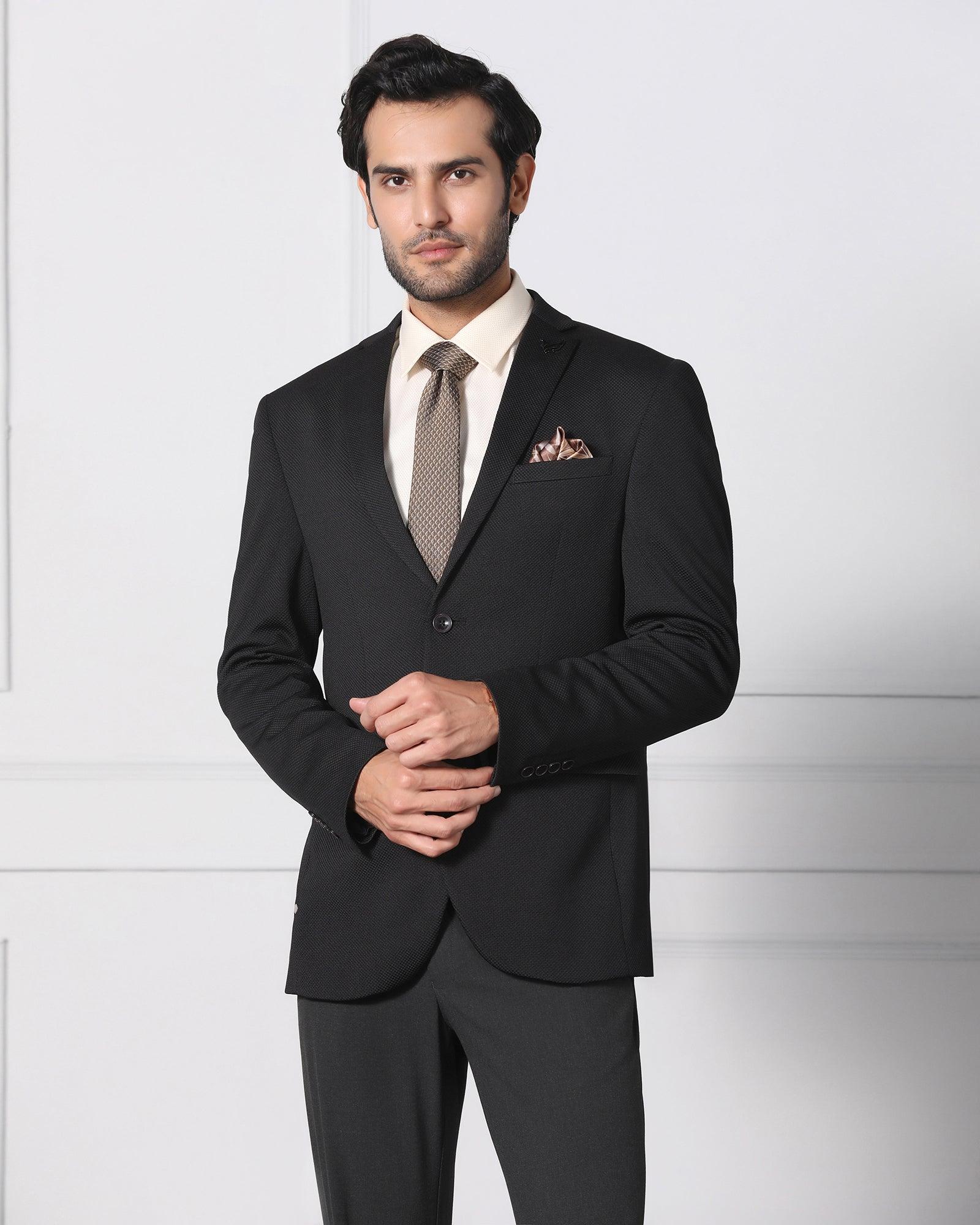 Textured Formal Blazer In Black (Japson) - Blackberrys