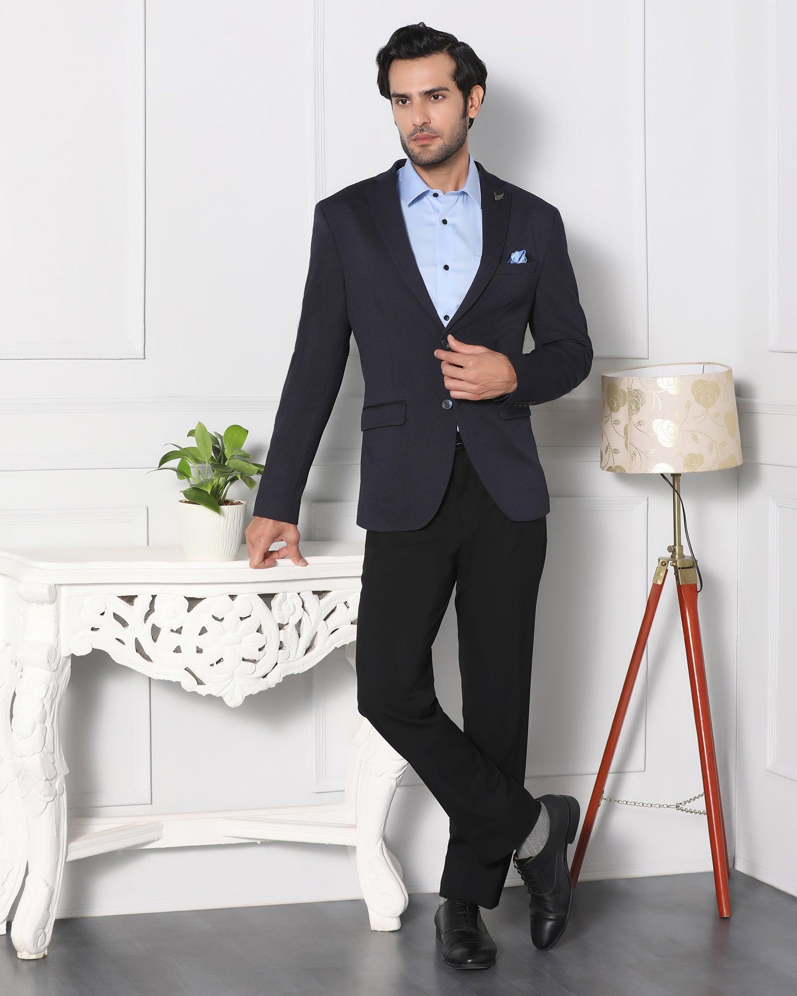 Textured Formal Blazer In Navy (Japson) - Blackberrys