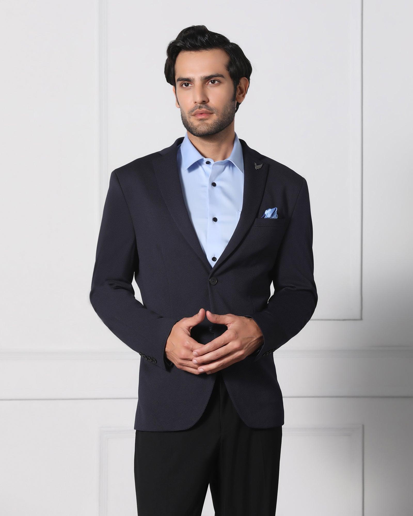 Textured Formal Blazer In Navy (Japson) - Blackberrys