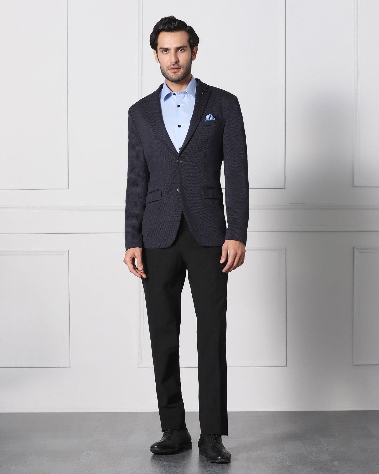 Textured Formal Blazer In Navy (Japson) - Blackberrys