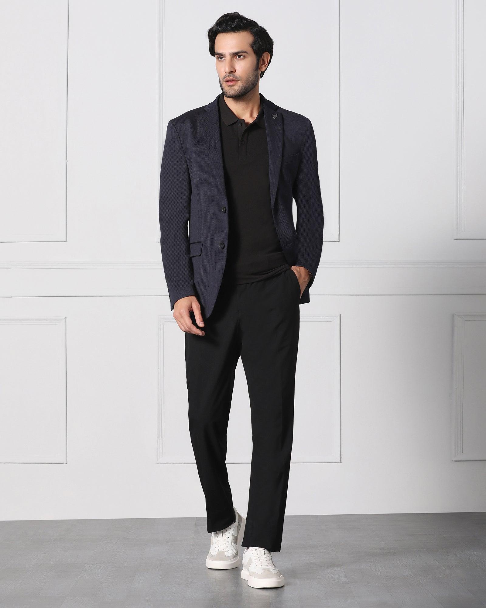 Textured Formal Blazer In Navy (Japson) - Blackberrys