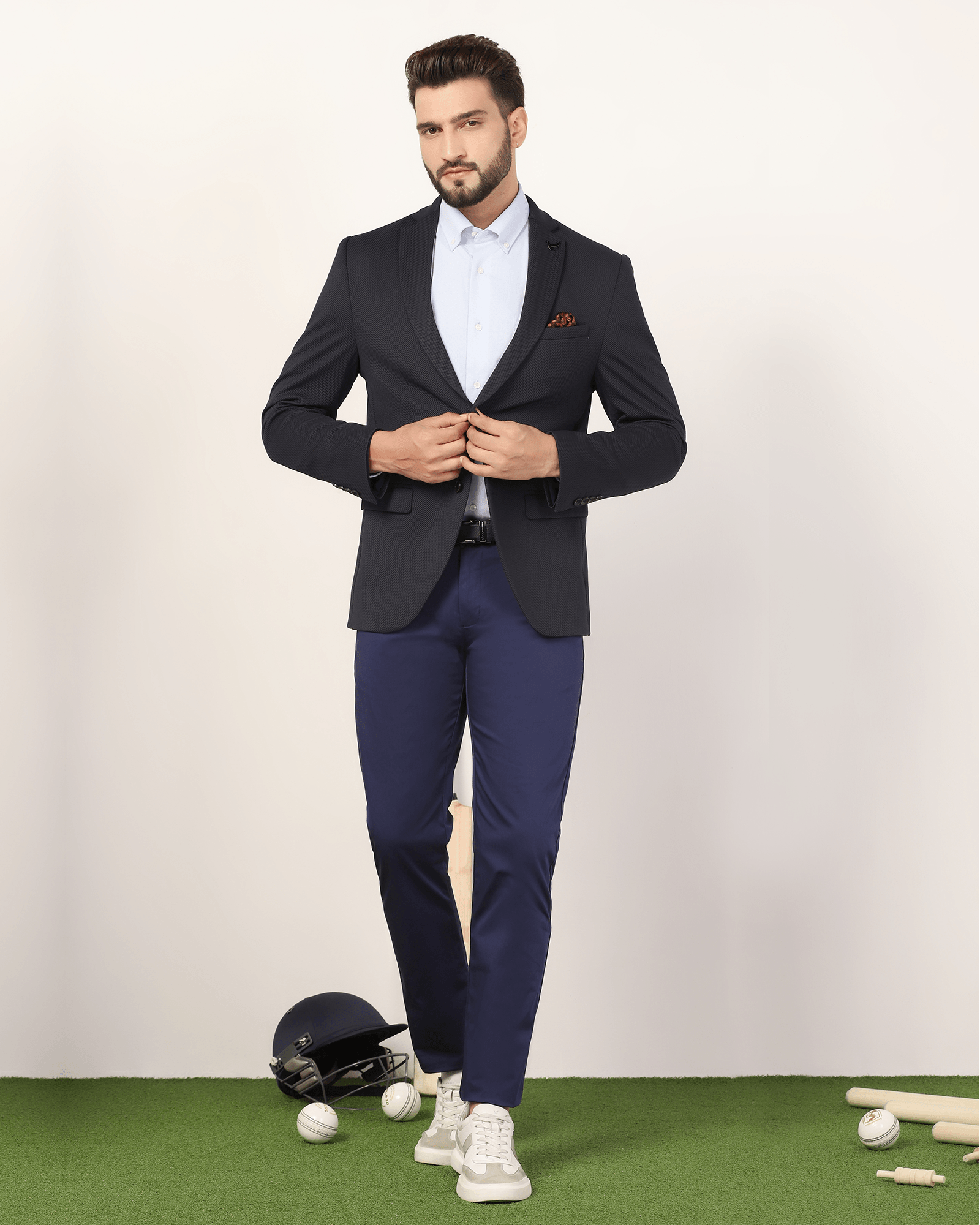 Must Haves Formal Navy Textured Blazer - Japson - Blackberrys