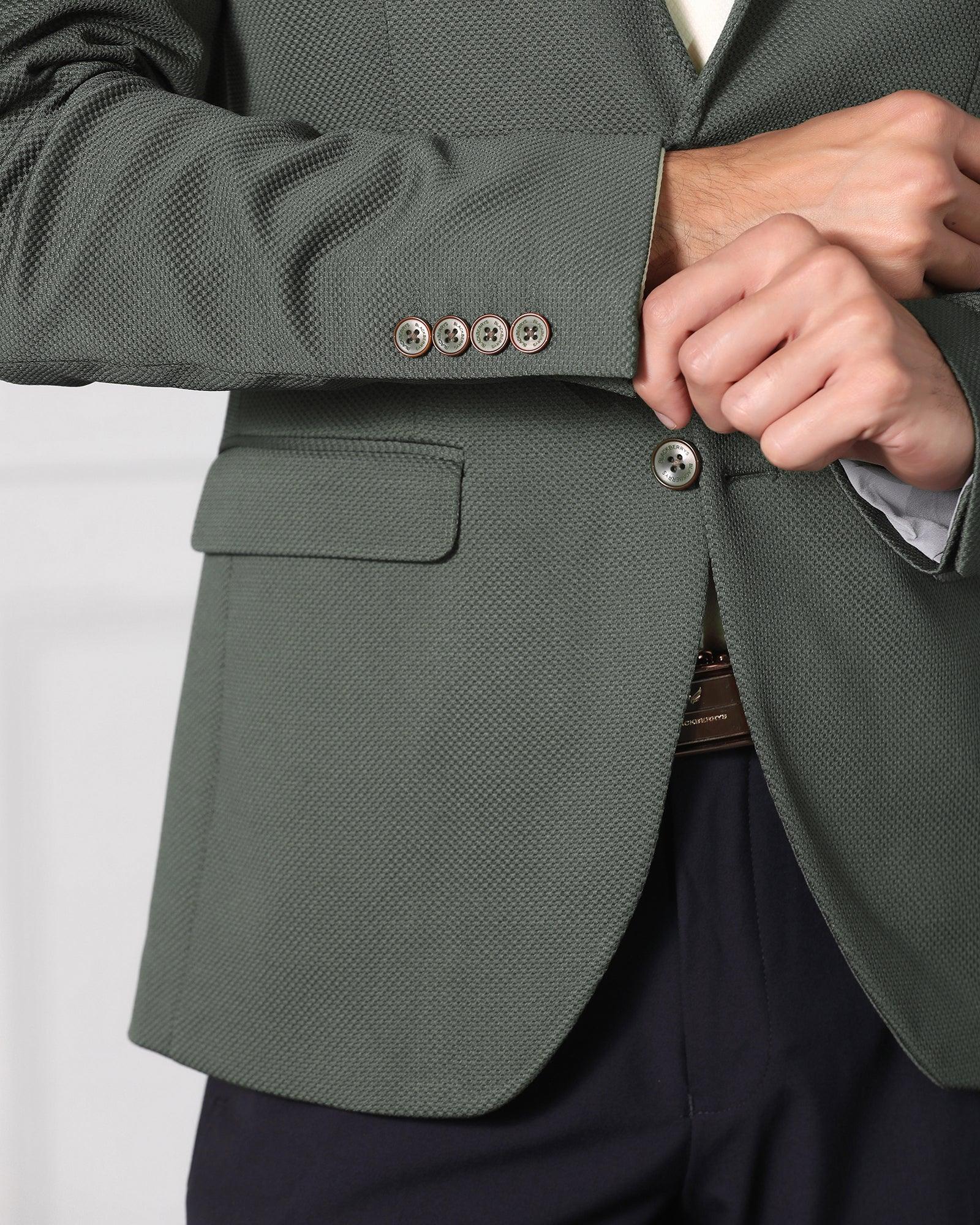 Textured Formal Blazer In Olive (Japson) - Blackberrys