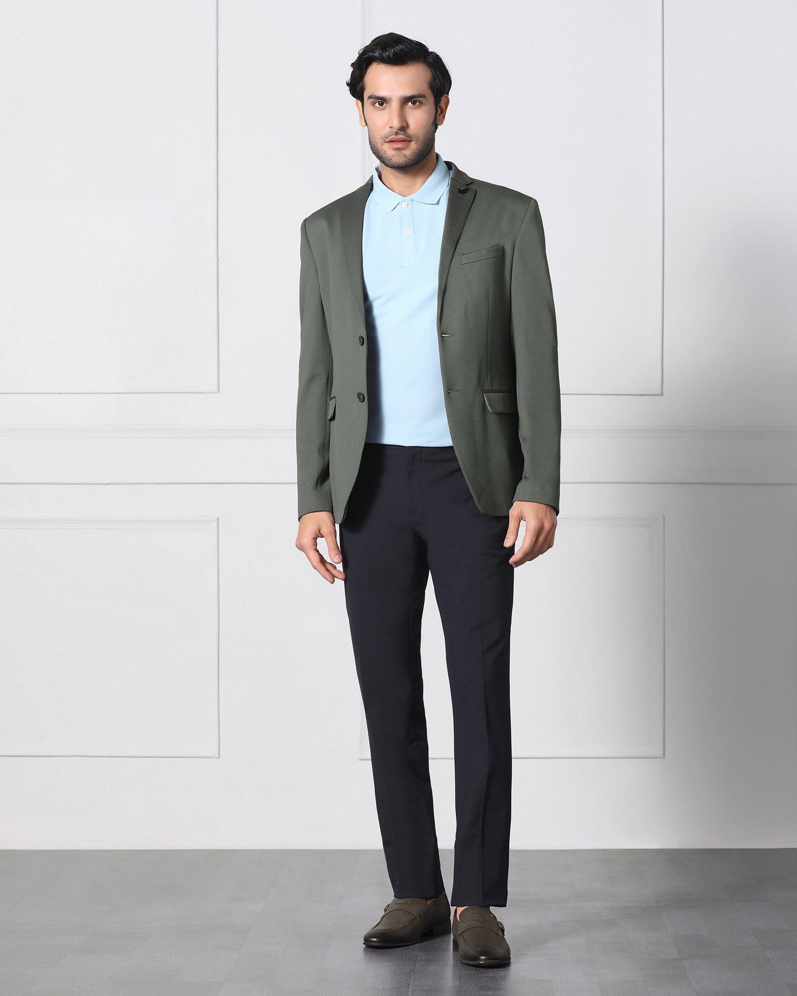 Textured Formal Blazer In Olive (Japson) - Blackberrys