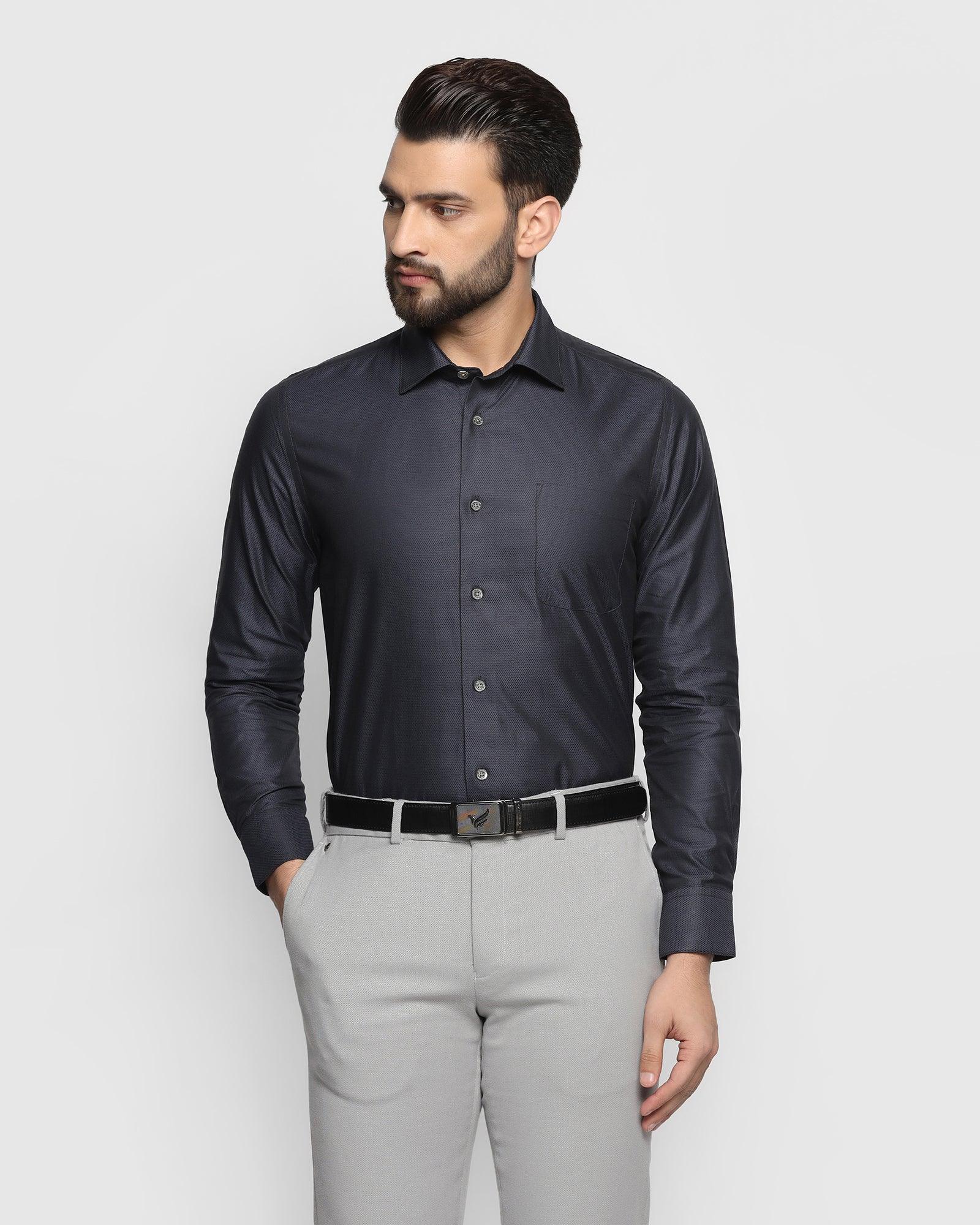 Textured Osten Formal Shirt - Navy Luxe
