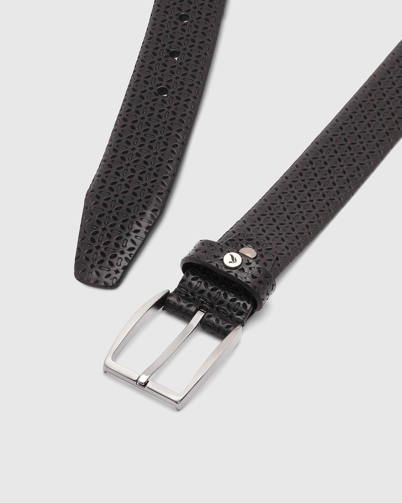 Textured Leather Belt In Black (Qampel) - Blackberrys