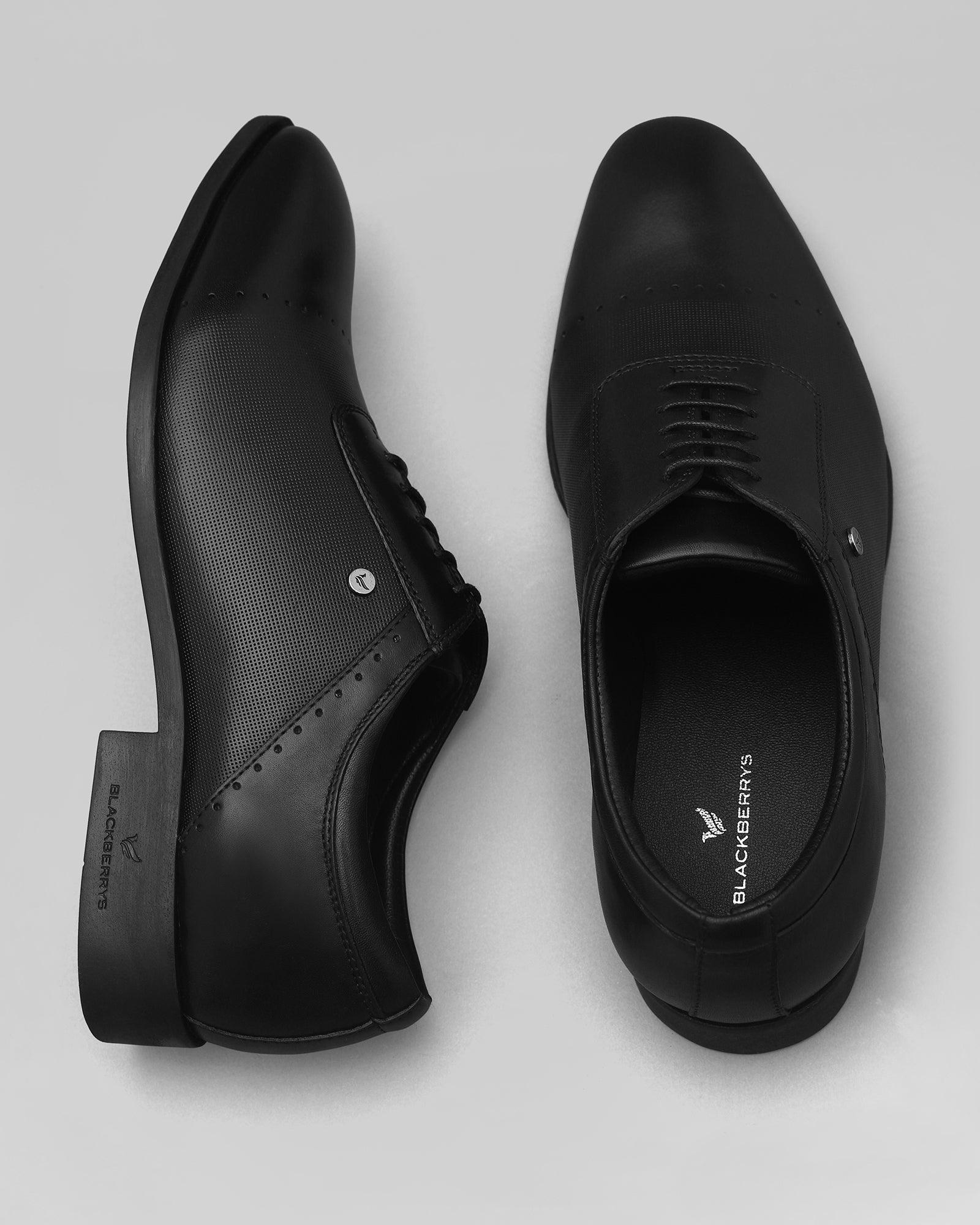 Textured Leather Oxford Shoes In Black (Kiwi) - Blackberrys