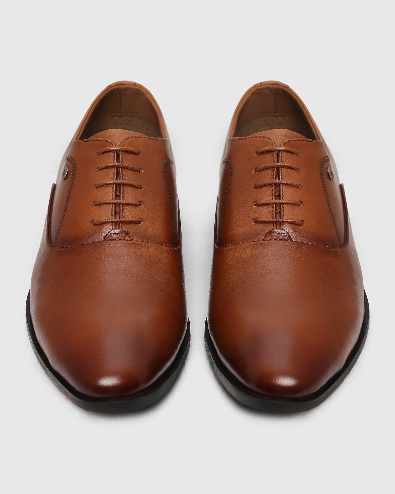 Textured Leather Oxford Shoes In Tan (Lebum) - Blackberrys