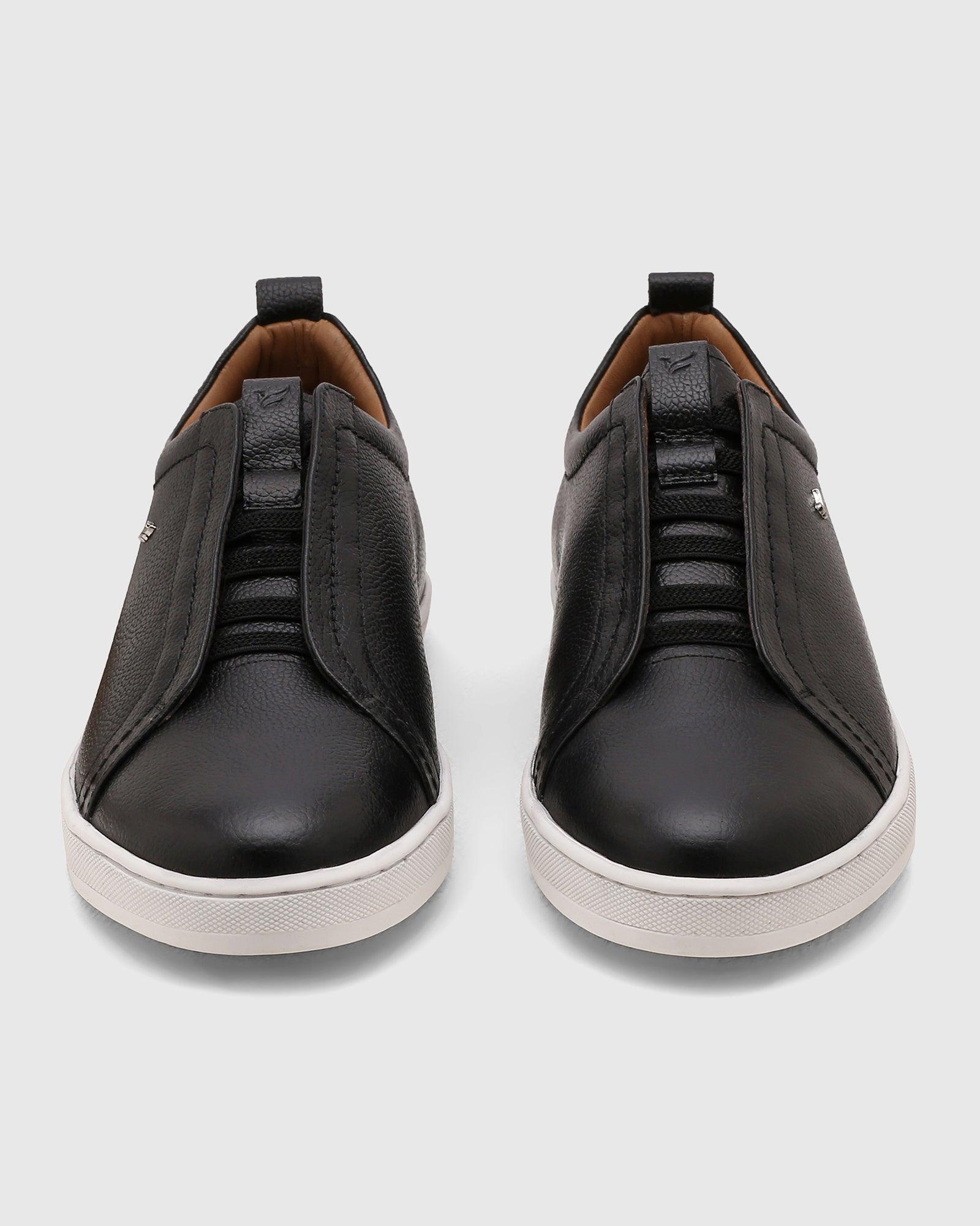 Textured Leather Sneakers In Black (Quel) - Blackberrys