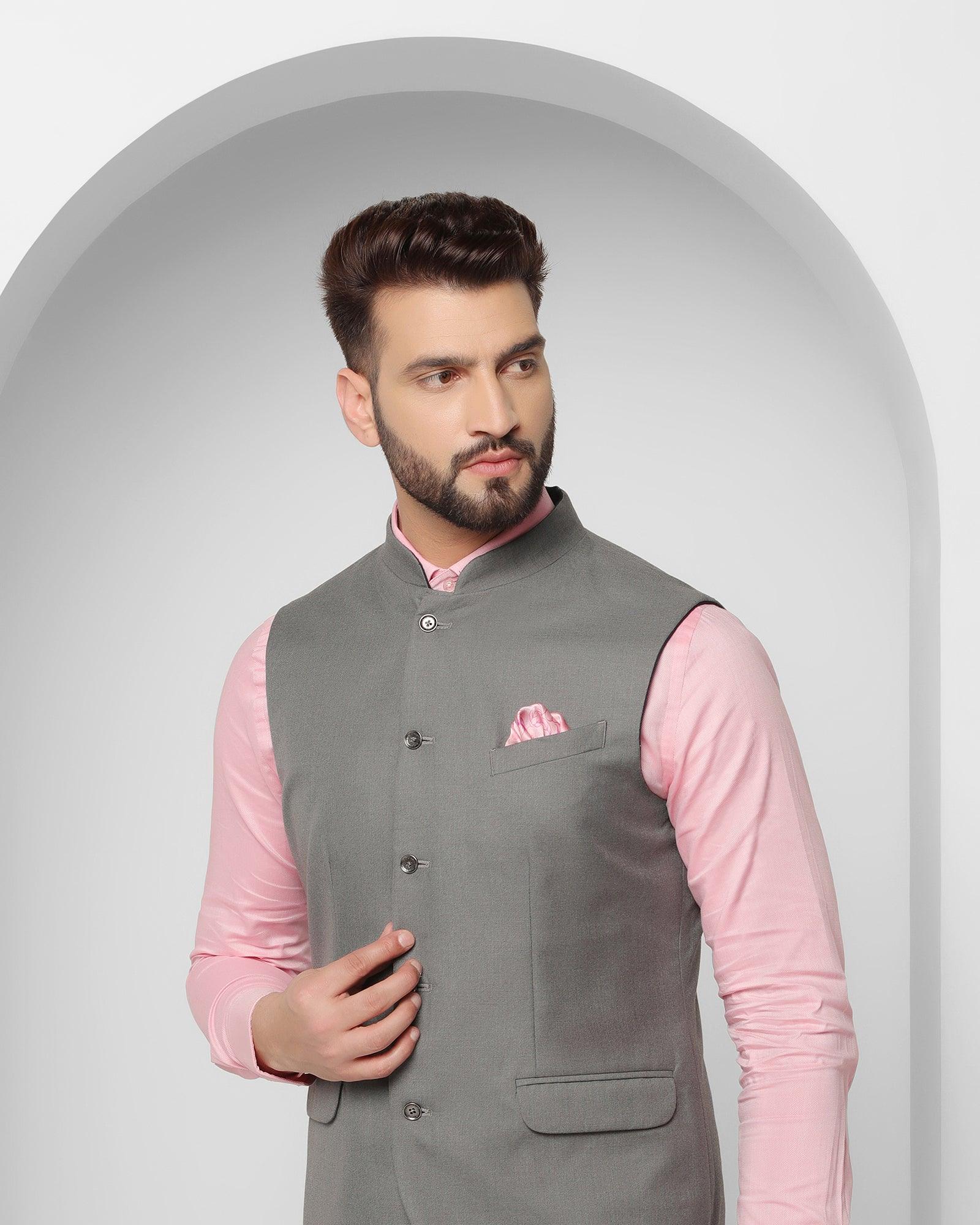 Textured Reversible Bandhgala Waistcoat In Navy (Korbin) - Blackberrys