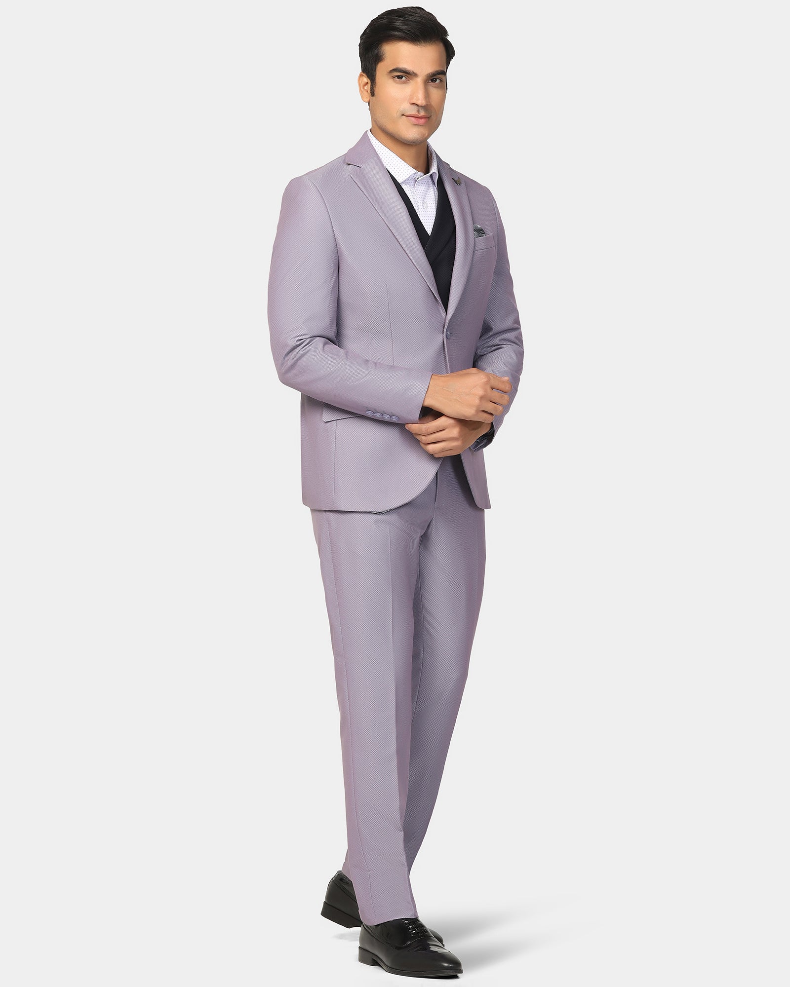 Three Piece Lavender Textured Formal Suit - Ronnie