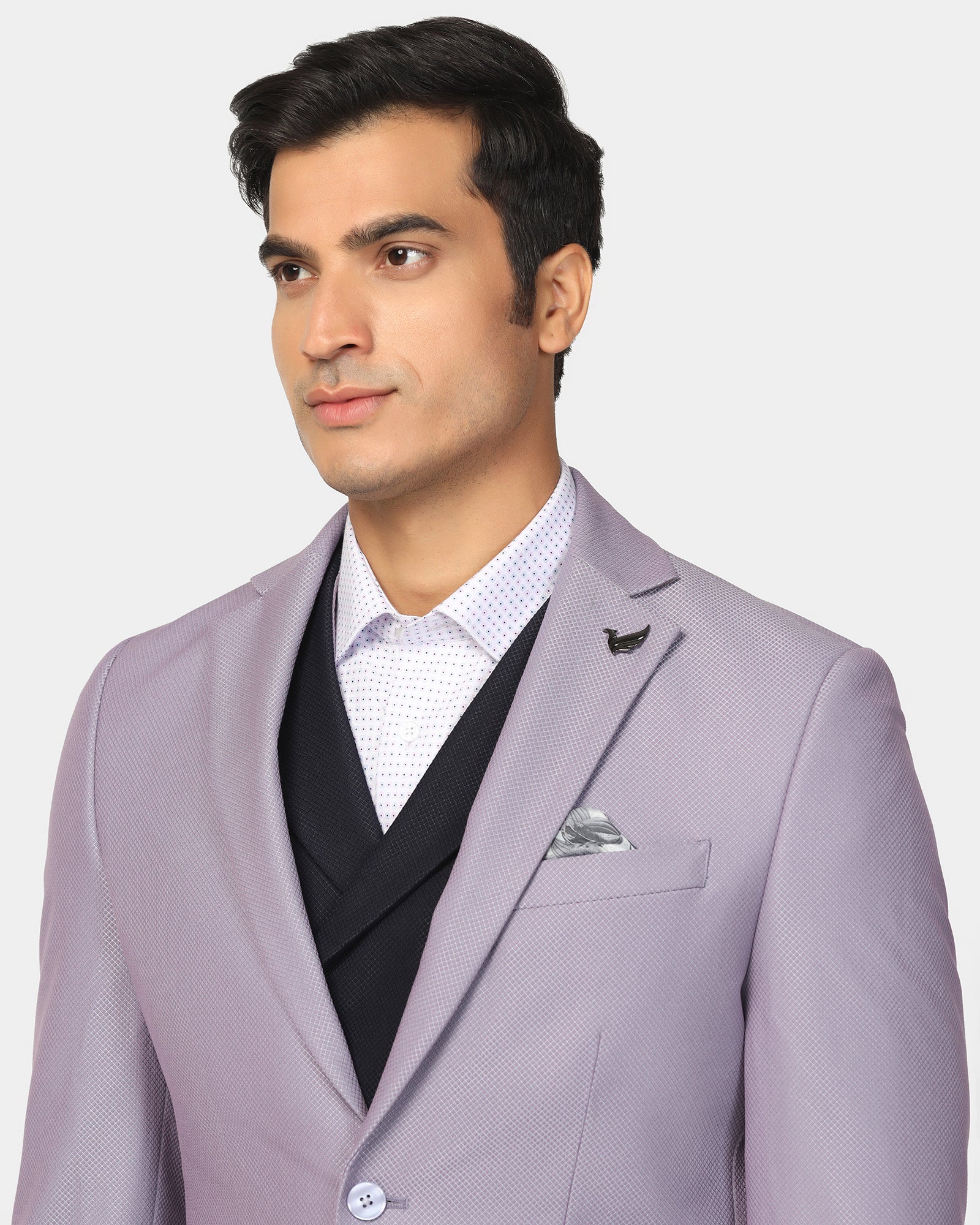 Three Piece Lavender Textured Formal Suit - Ronnie