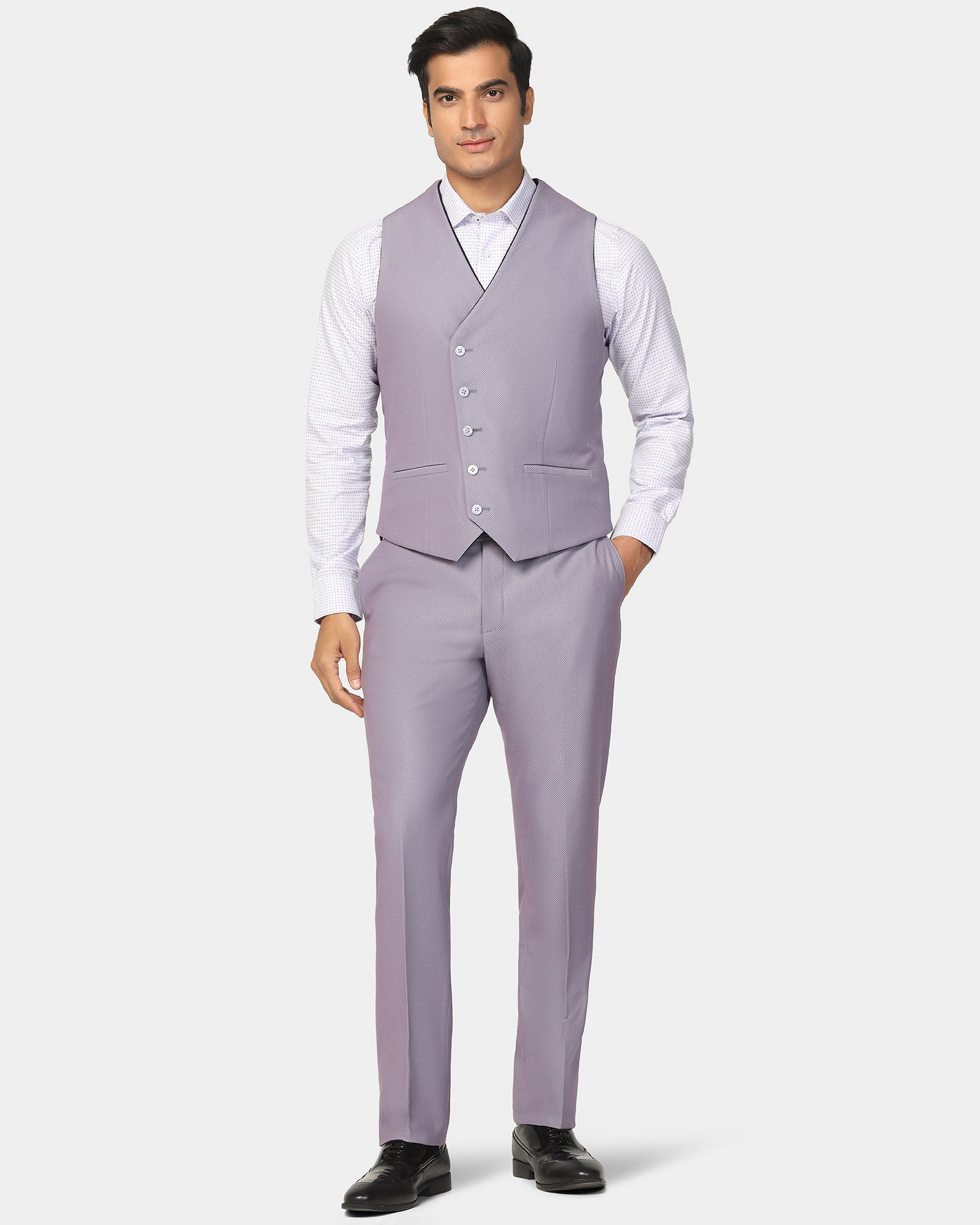 Three Piece Lavender Textured Formal Suit - Ronnie