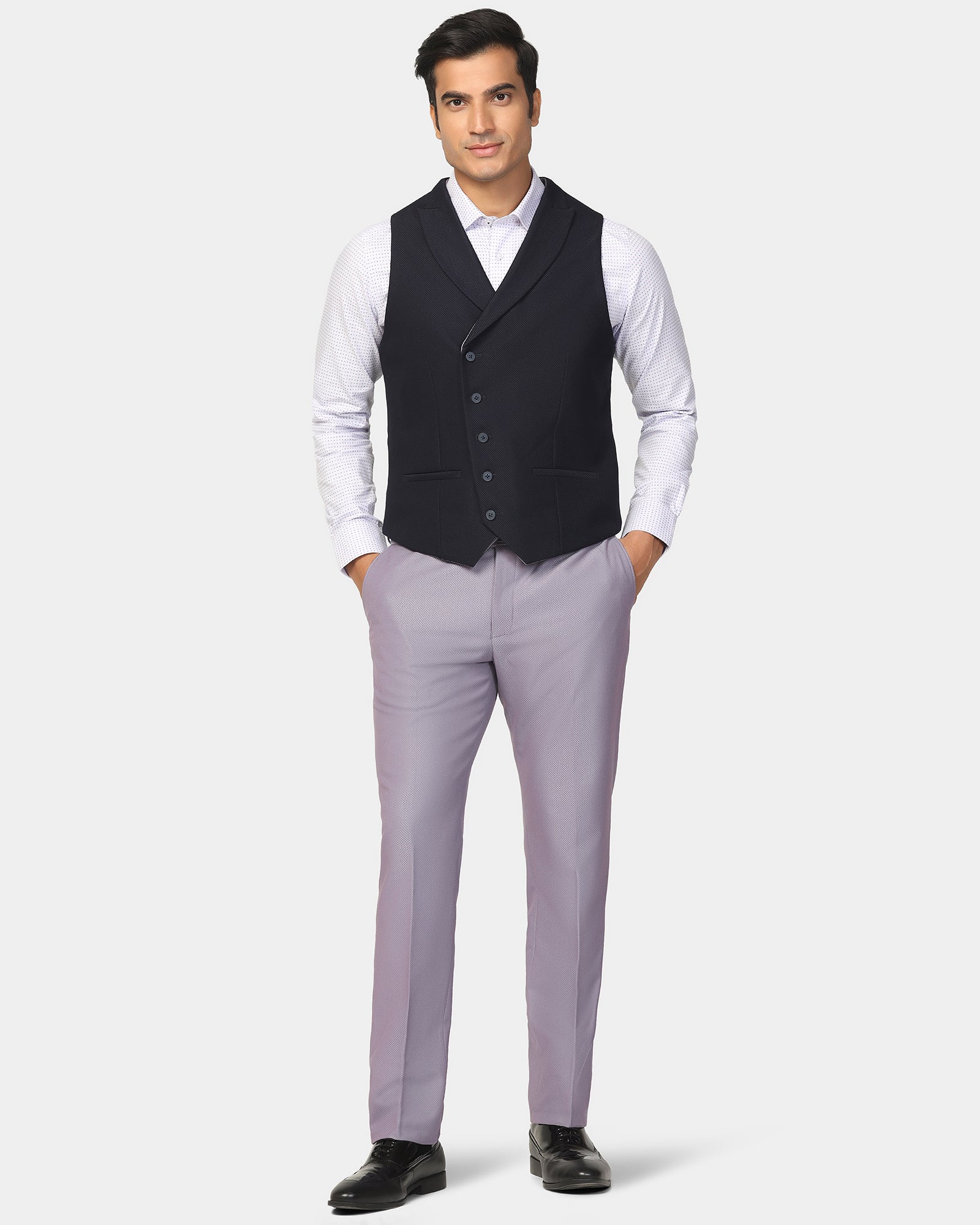 Three Piece Lavender Textured Formal Suit - Ronnie