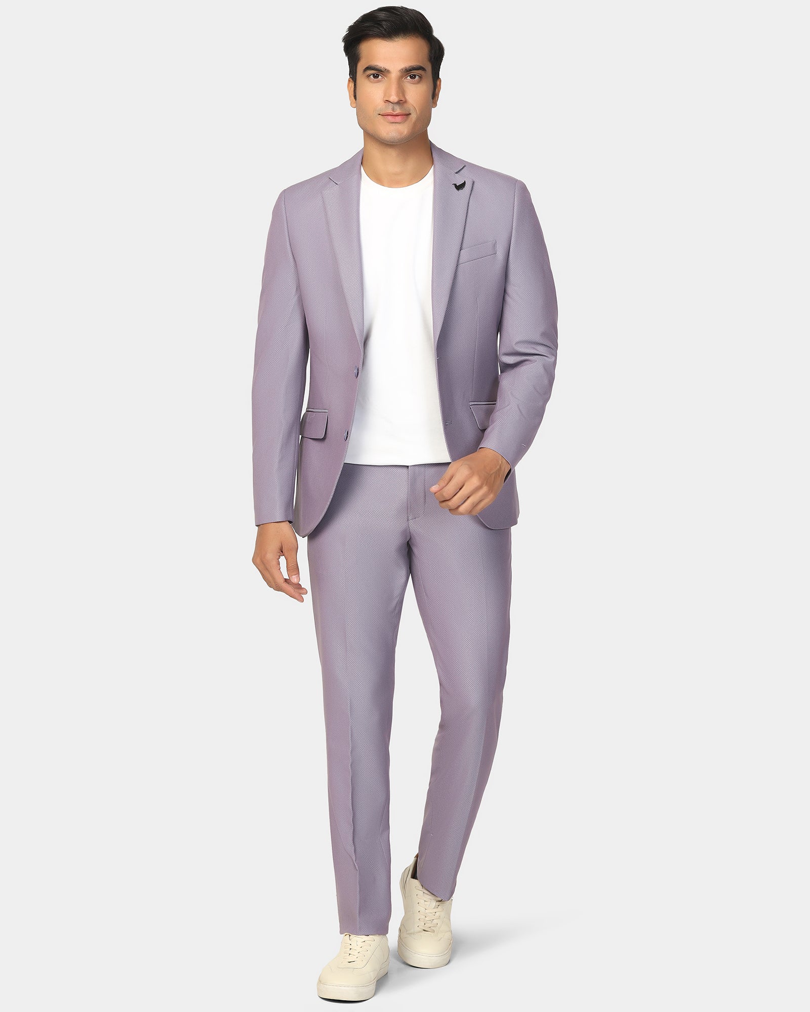 Three Piece Lavender Textured Formal Suit - Ronnie
