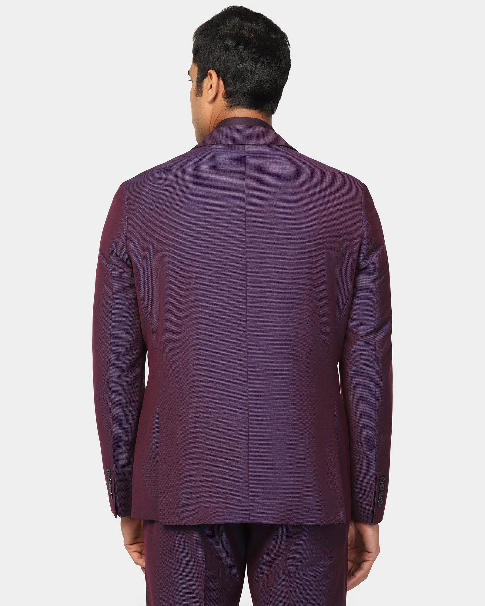 Three Piece Purple Textured Formal Suit - Zenin