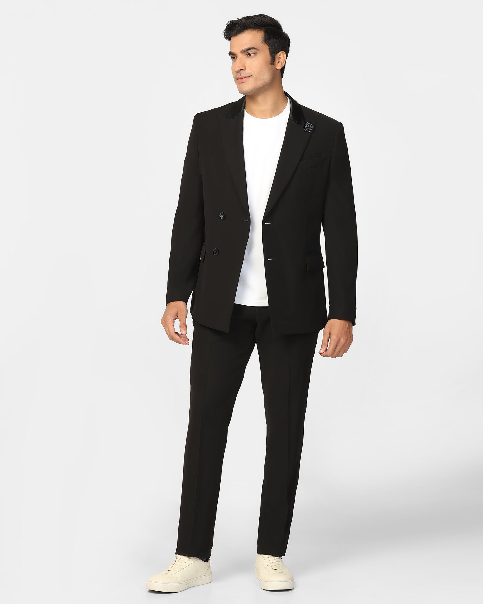 Two Piece Black Solid Formal Suit - Rizer