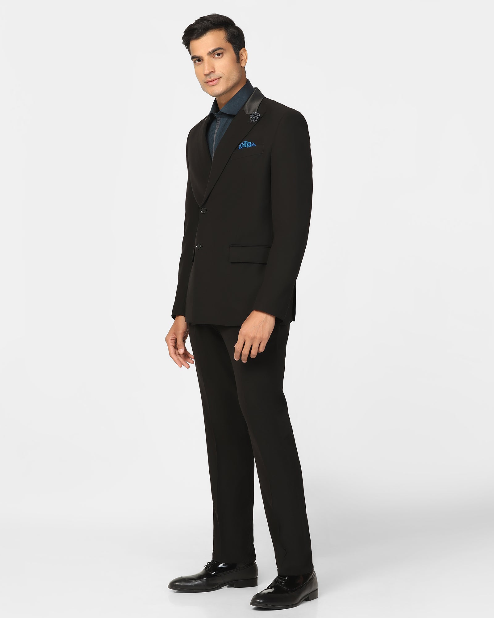 Two Piece Black Solid Formal Suit - Rizer