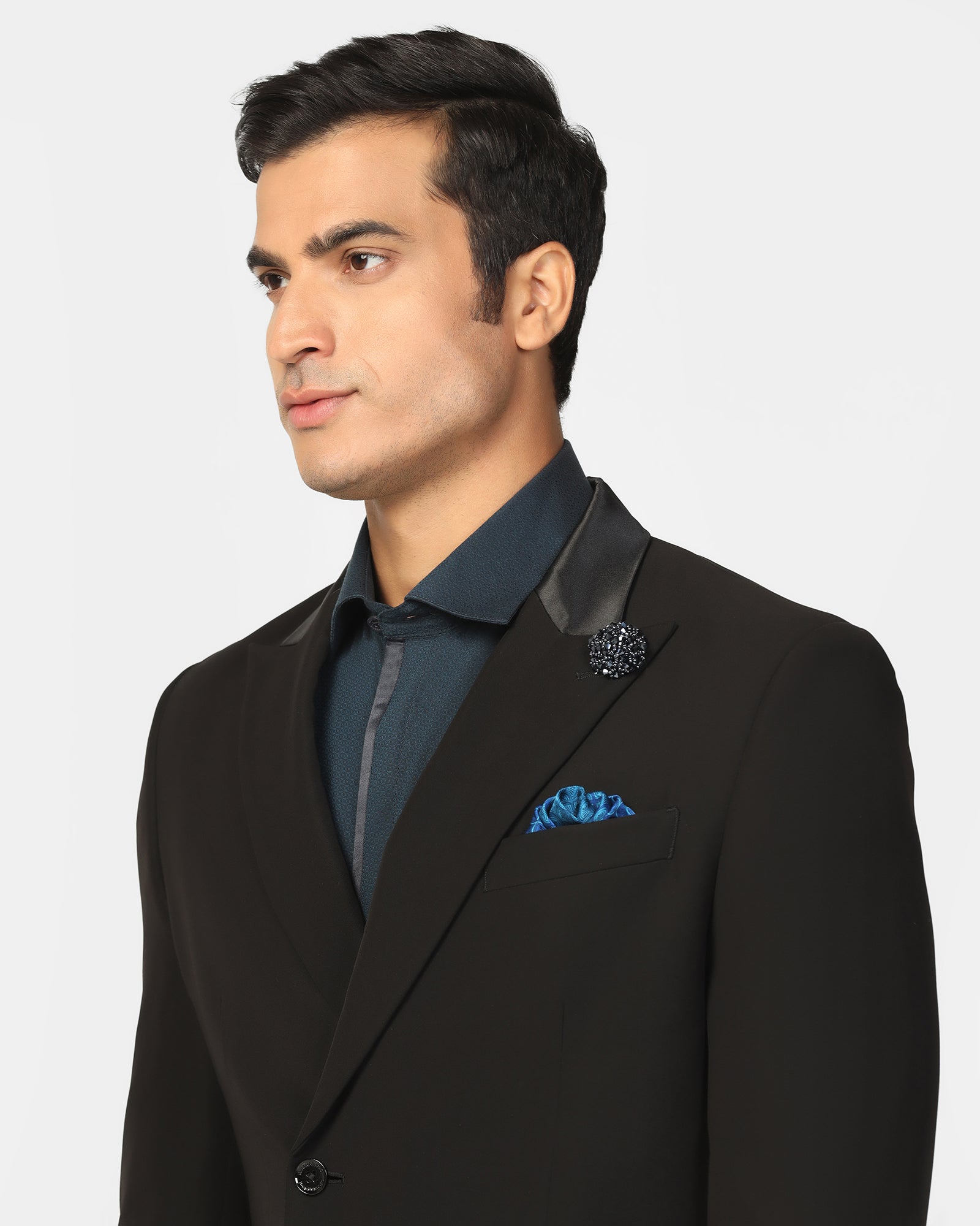 Two Piece Black Solid Formal Suit - Rizer