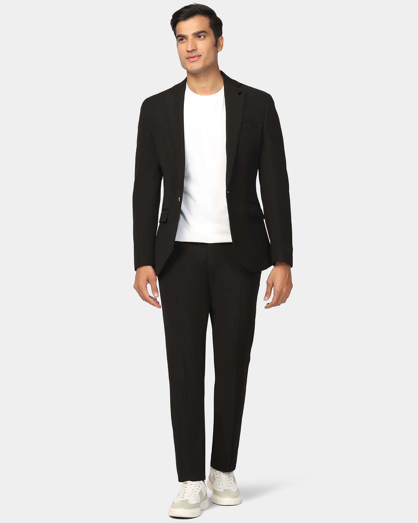 Two Piece Black Solid Formal Suit - Rizer
