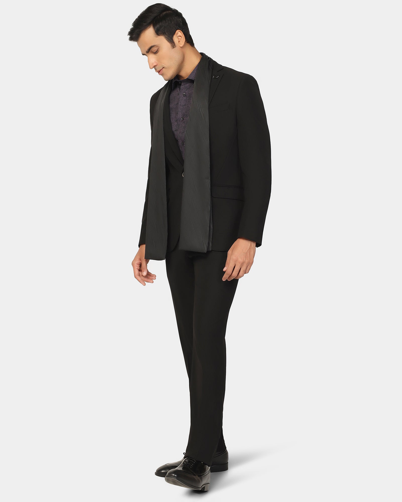 Two Piece Black Solid Formal Suit - Rostov