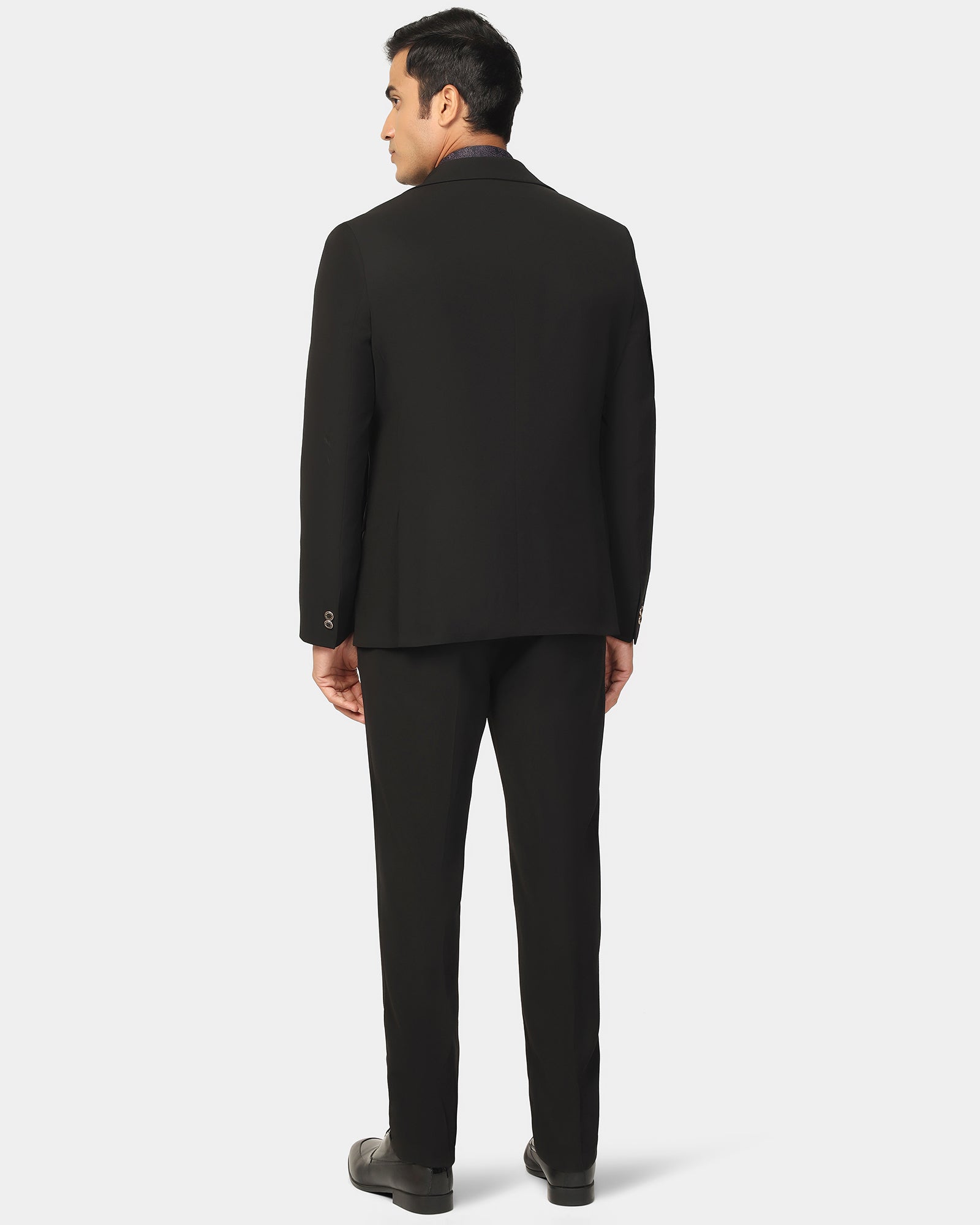 Two Piece Black Solid Formal Suit - Rostov