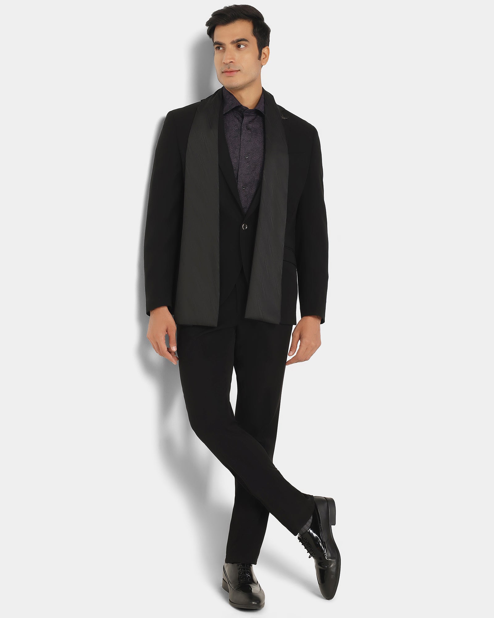 Two Piece Black Solid Formal Suit - Rostov