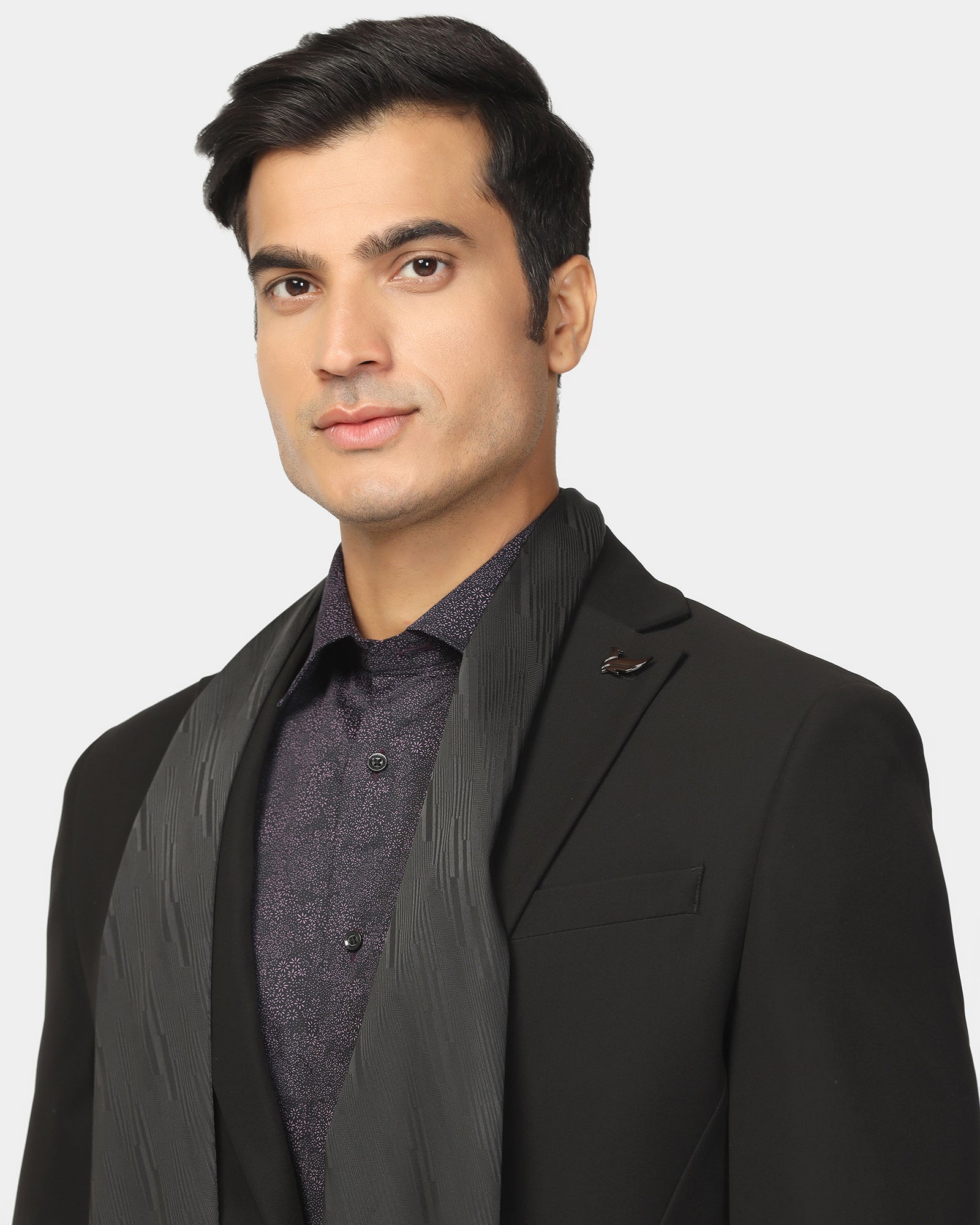 Two Piece Black Solid Formal Suit - Rostov